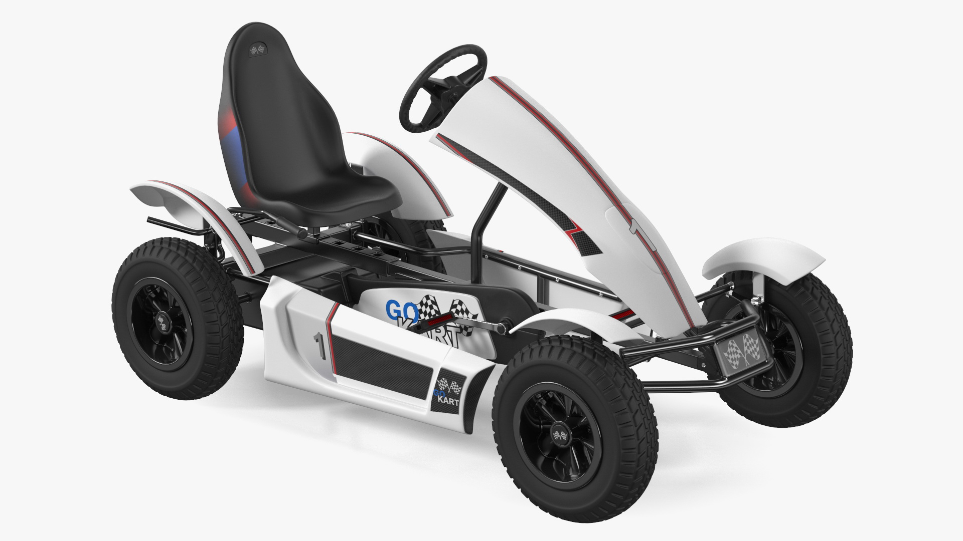 3D model Kids Pedal Go Kart with Frame Race White