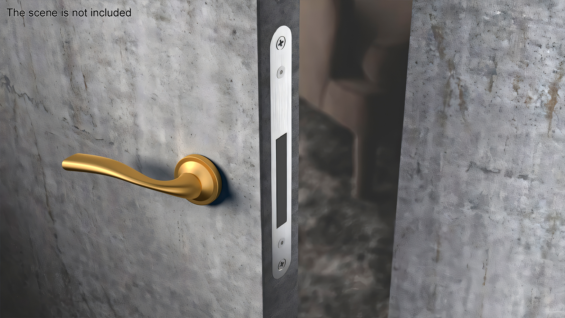3D model Door Handle Swivel Curved Gold
