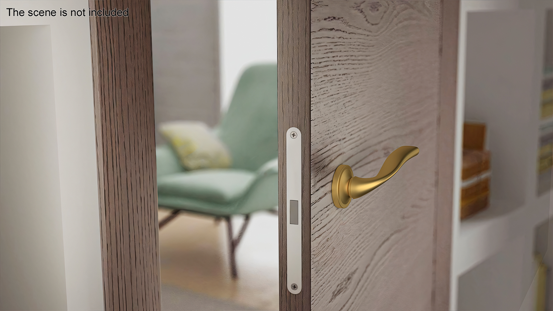 3D model Door Handle Swivel Curved Gold