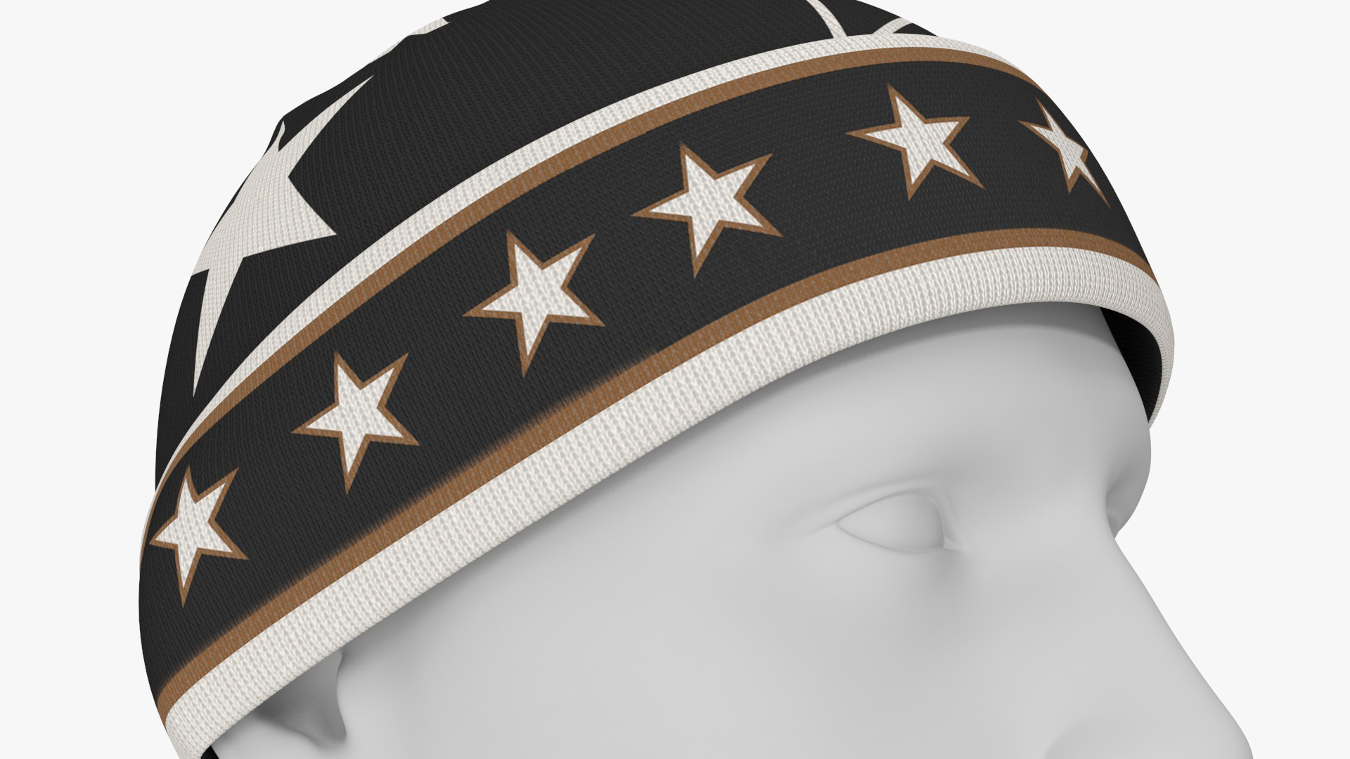 3D model Mens Patterned Winter Beanie Hat on Mannequin