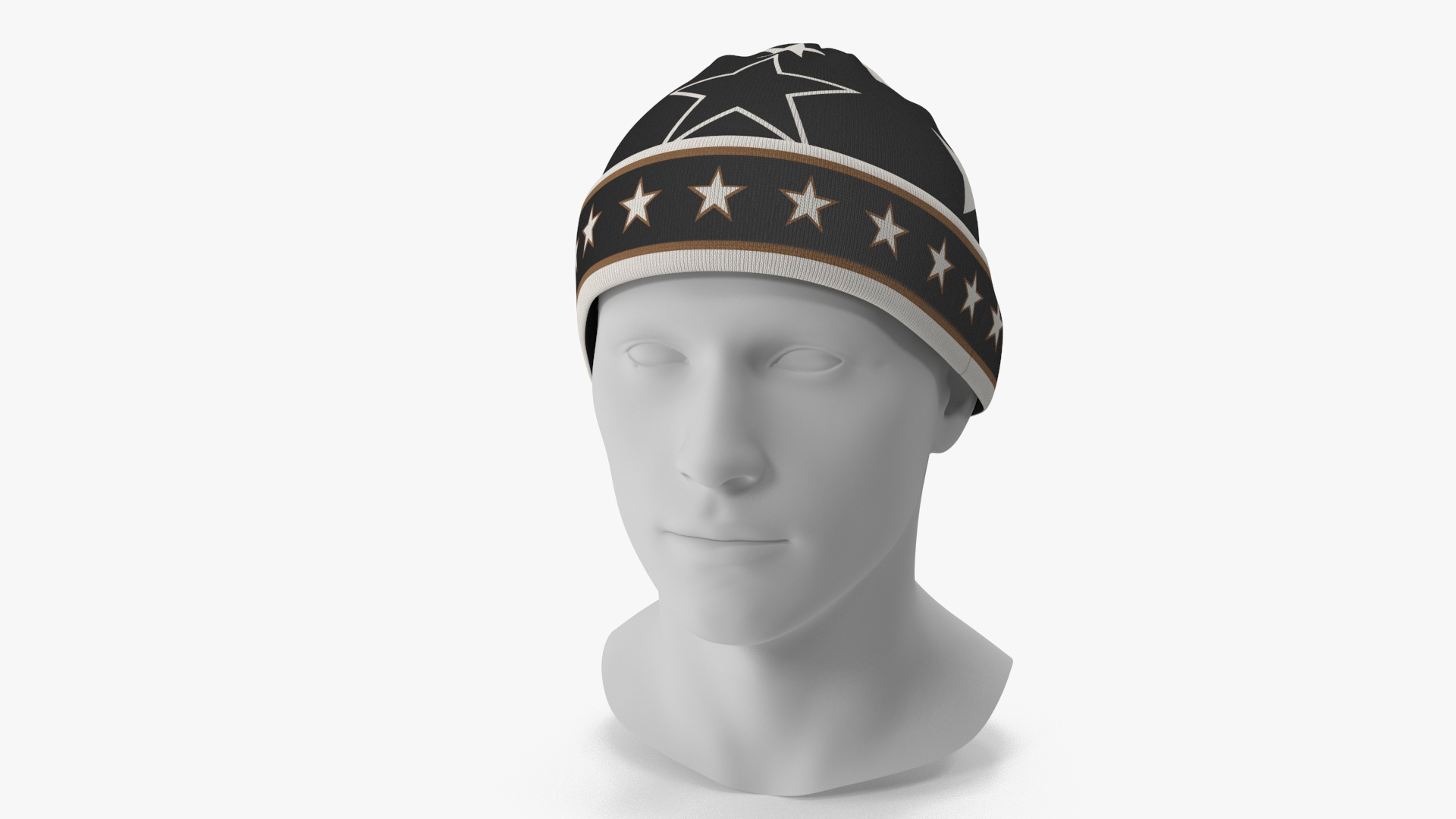 3D model Mens Patterned Winter Beanie Hat on Mannequin
