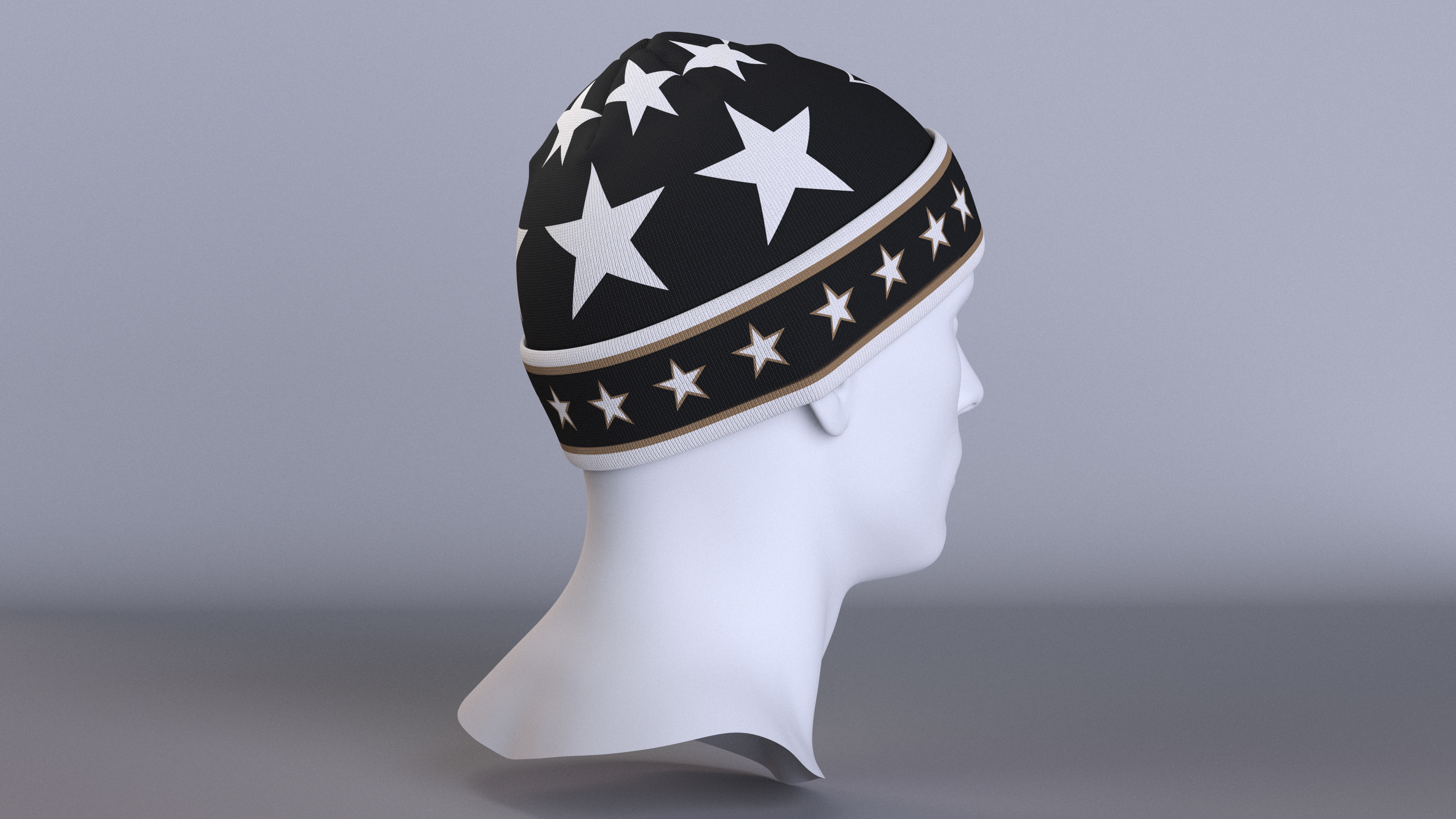 3D model Mens Patterned Winter Beanie Hat on Mannequin