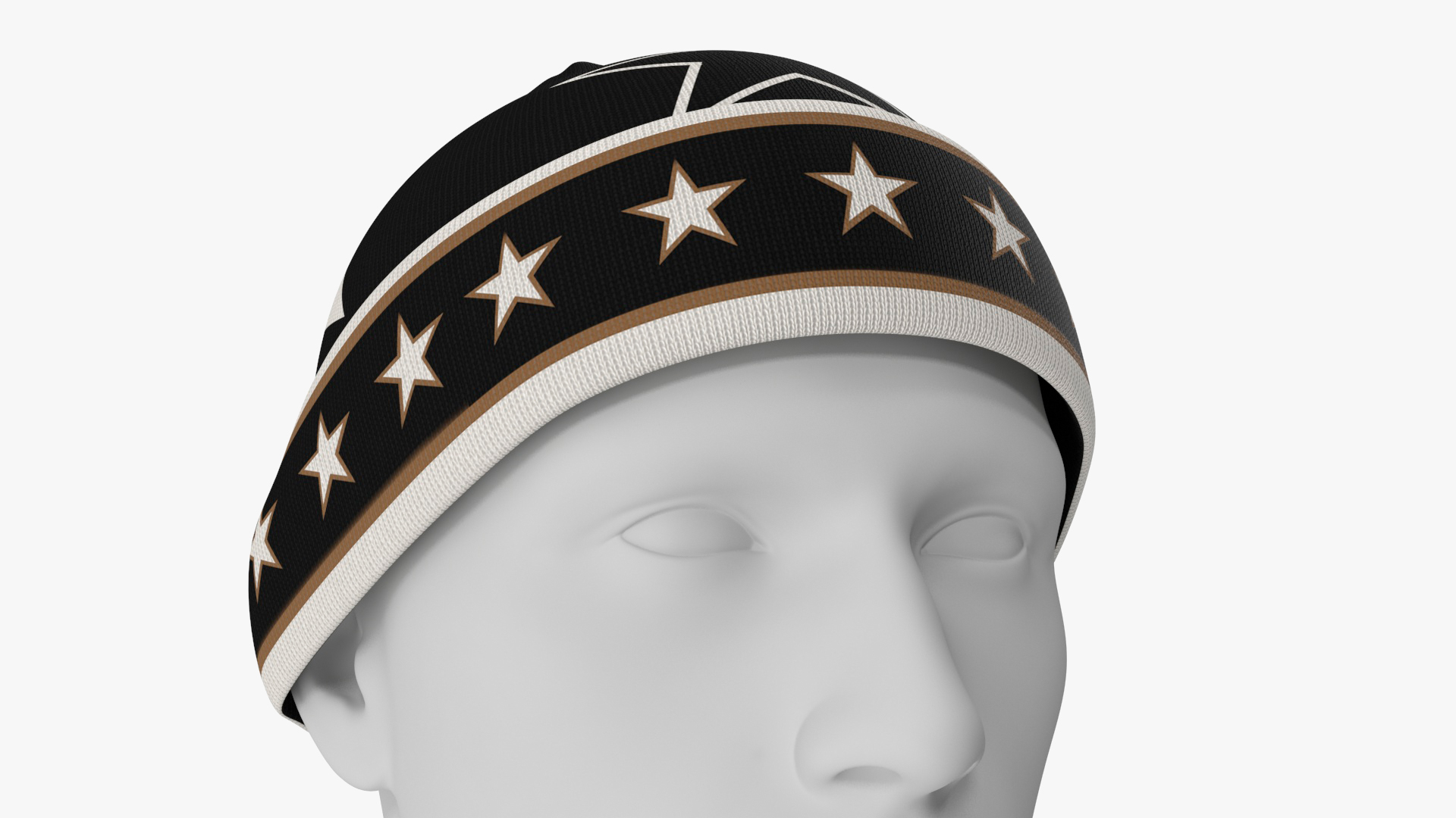 3D model Mens Patterned Winter Beanie Hat on Mannequin