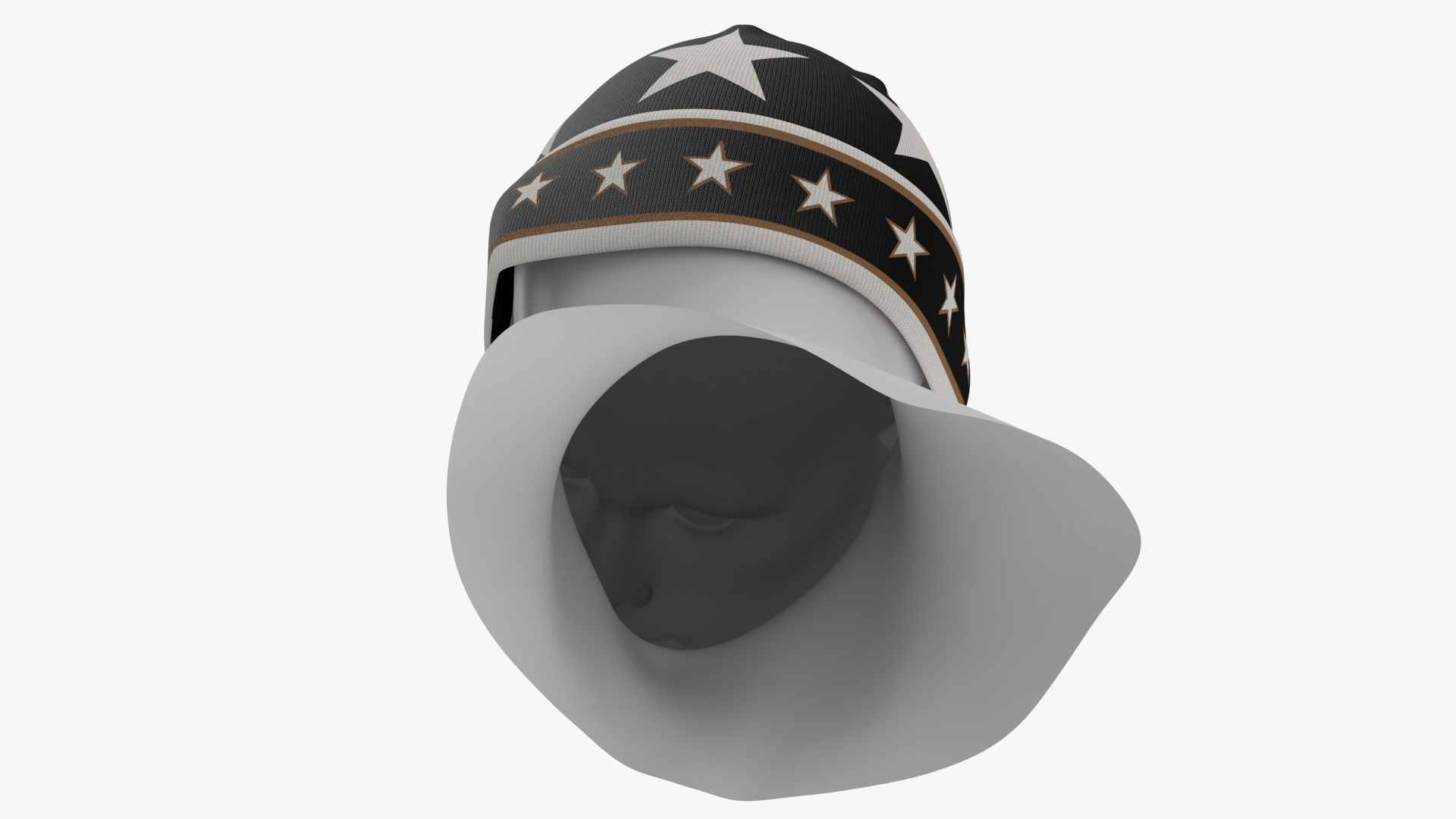 3D model Mens Patterned Winter Beanie Hat on Mannequin