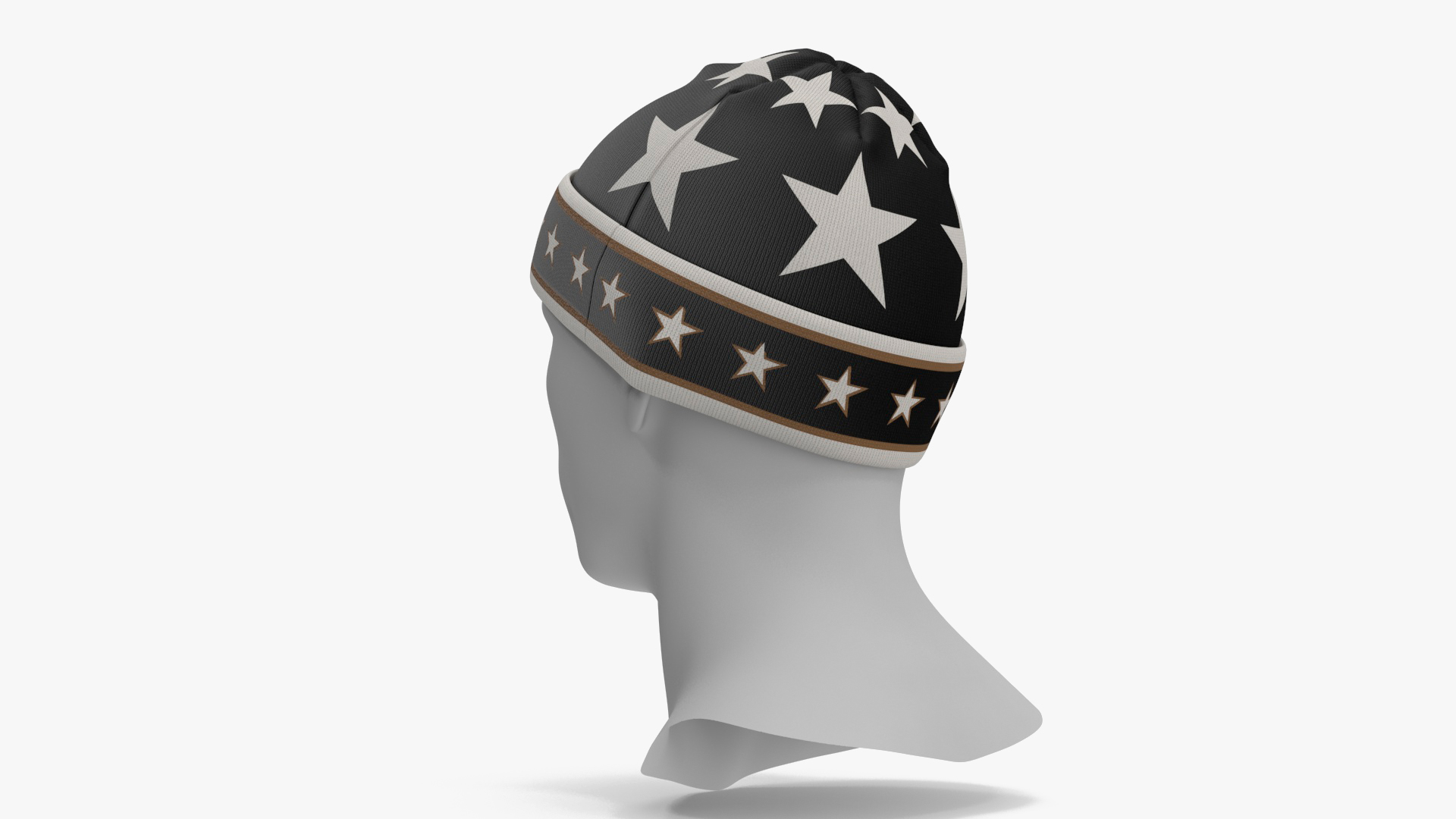 3D model Mens Patterned Winter Beanie Hat on Mannequin