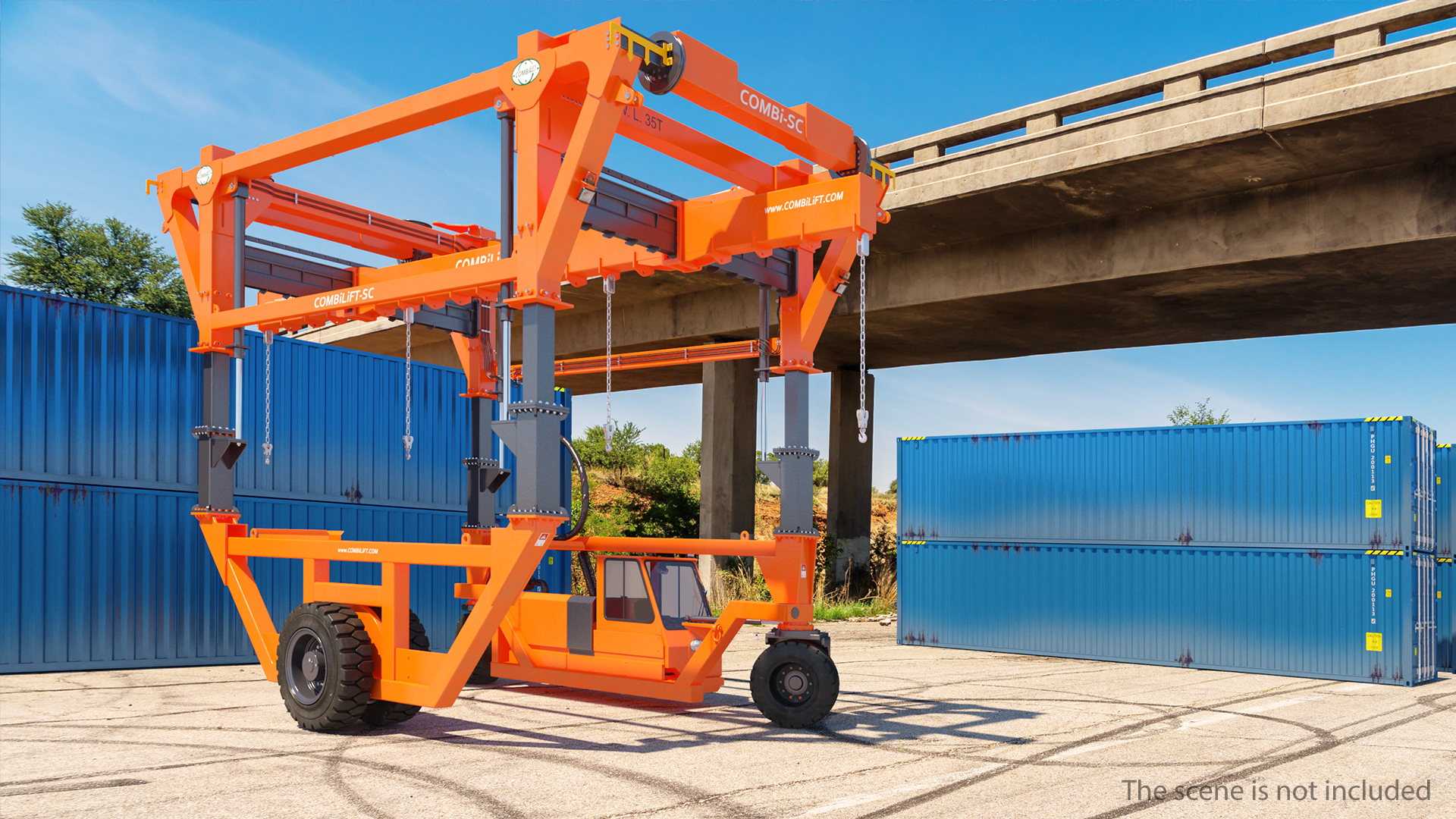 Combi-SC Range Straddle Carrier Clean Rigged 3D model