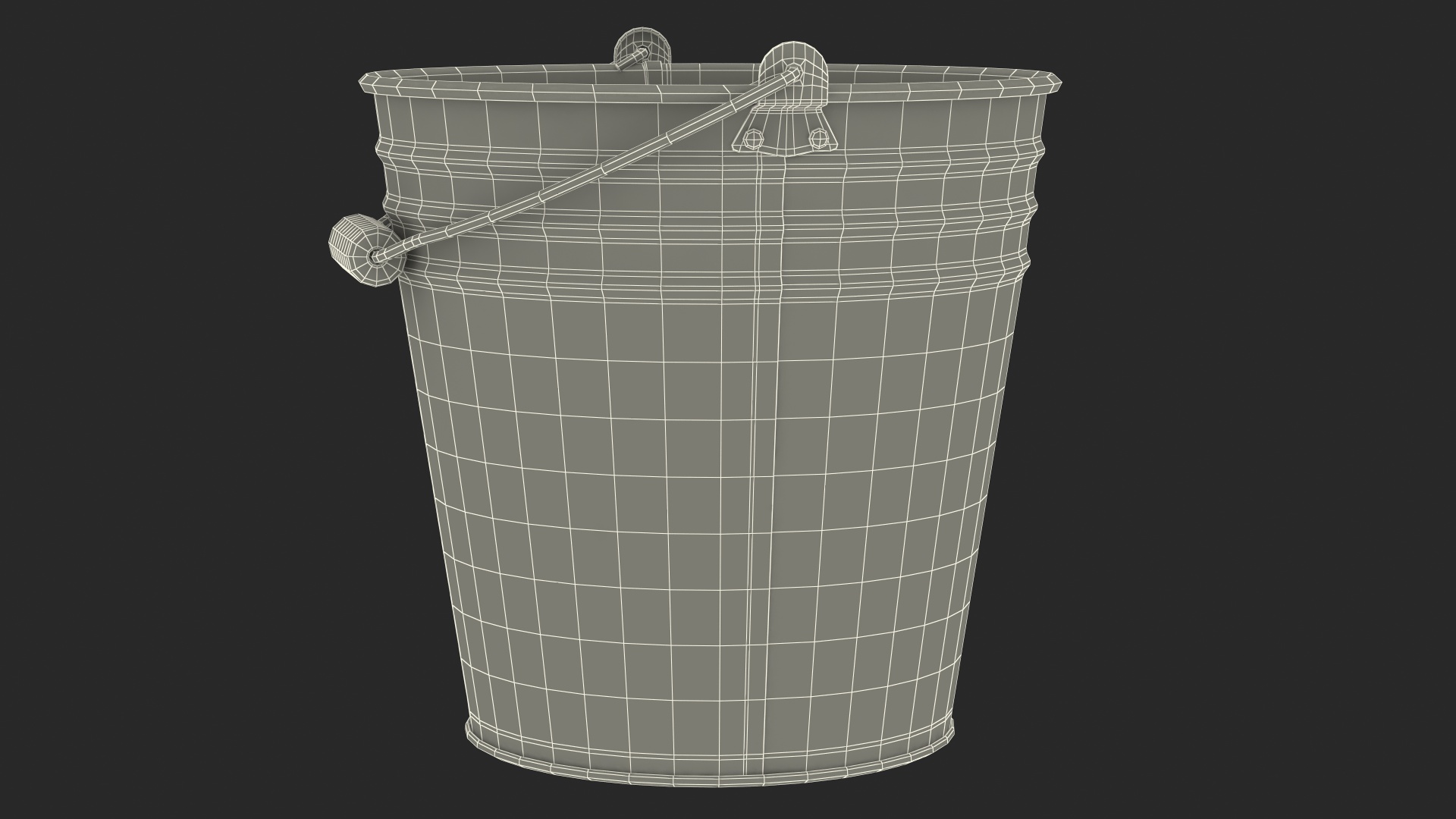 3D Antique Cleaning Pail with Wood Handle model