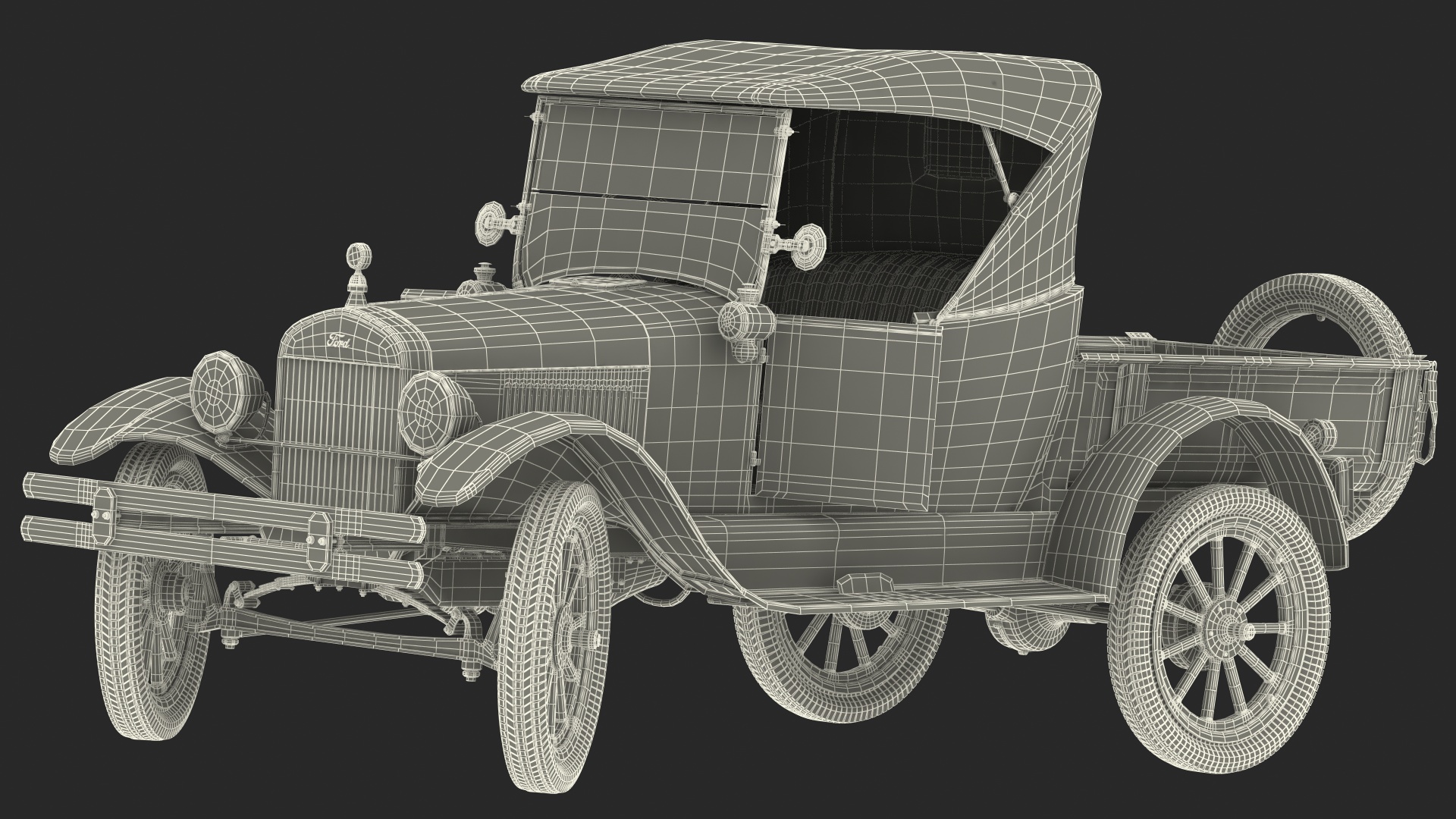 3D model Ford Model T Roadster Pickup Rigged