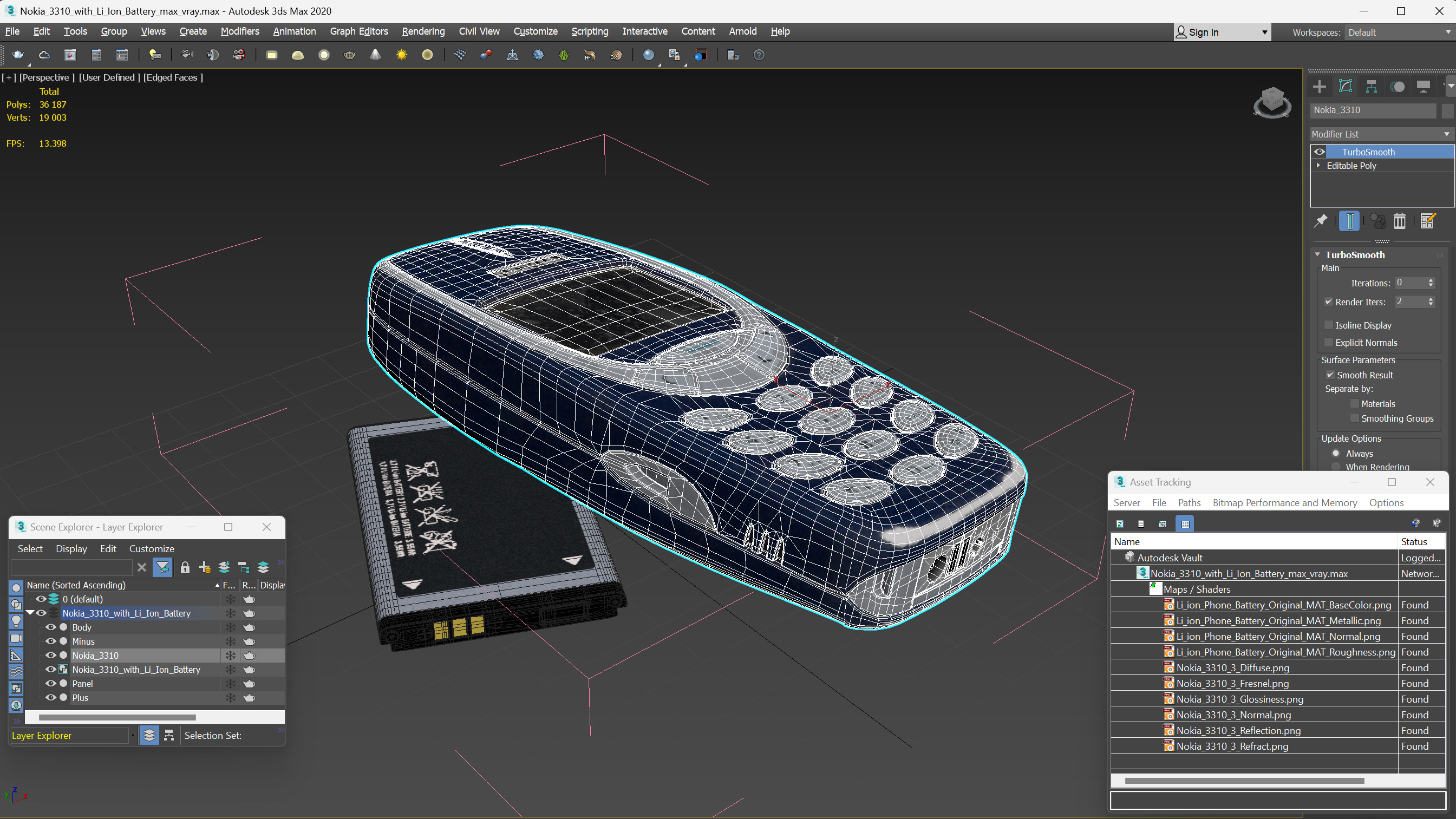 3D model Nokia 3310 with Li Ion Battery