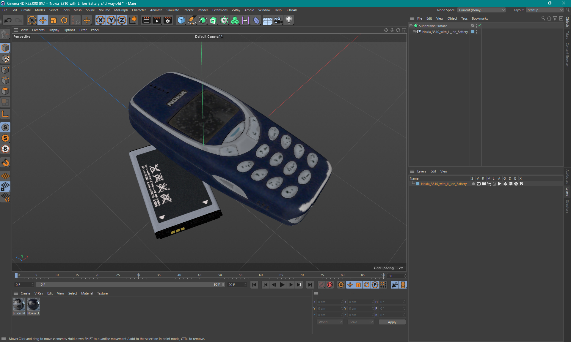 3D model Nokia 3310 with Li Ion Battery