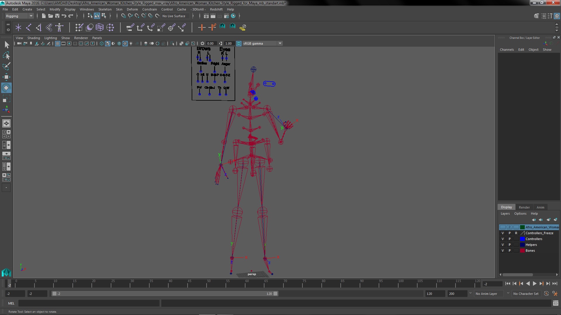 Afro American Woman Kitchen Style Rigged for Maya 3D model