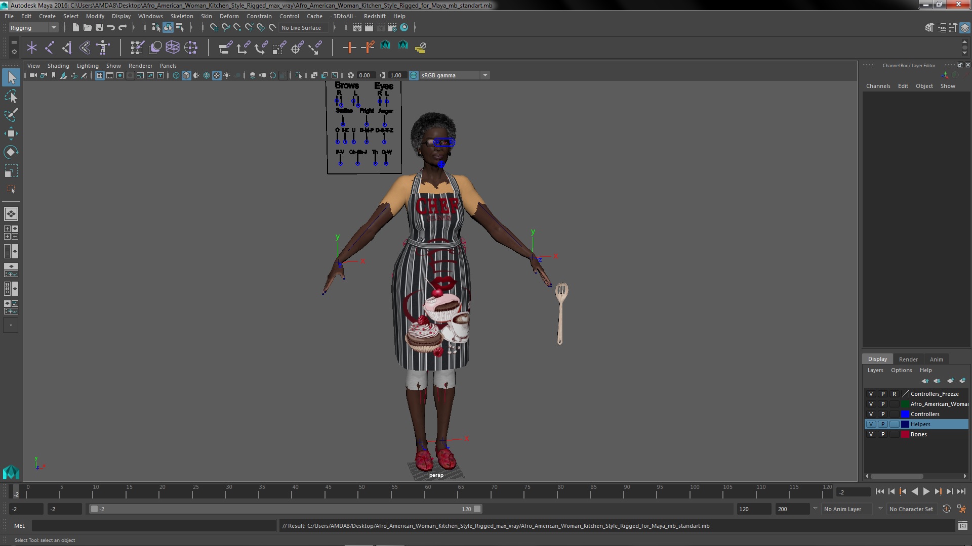 Afro American Woman Kitchen Style Rigged for Maya 3D model