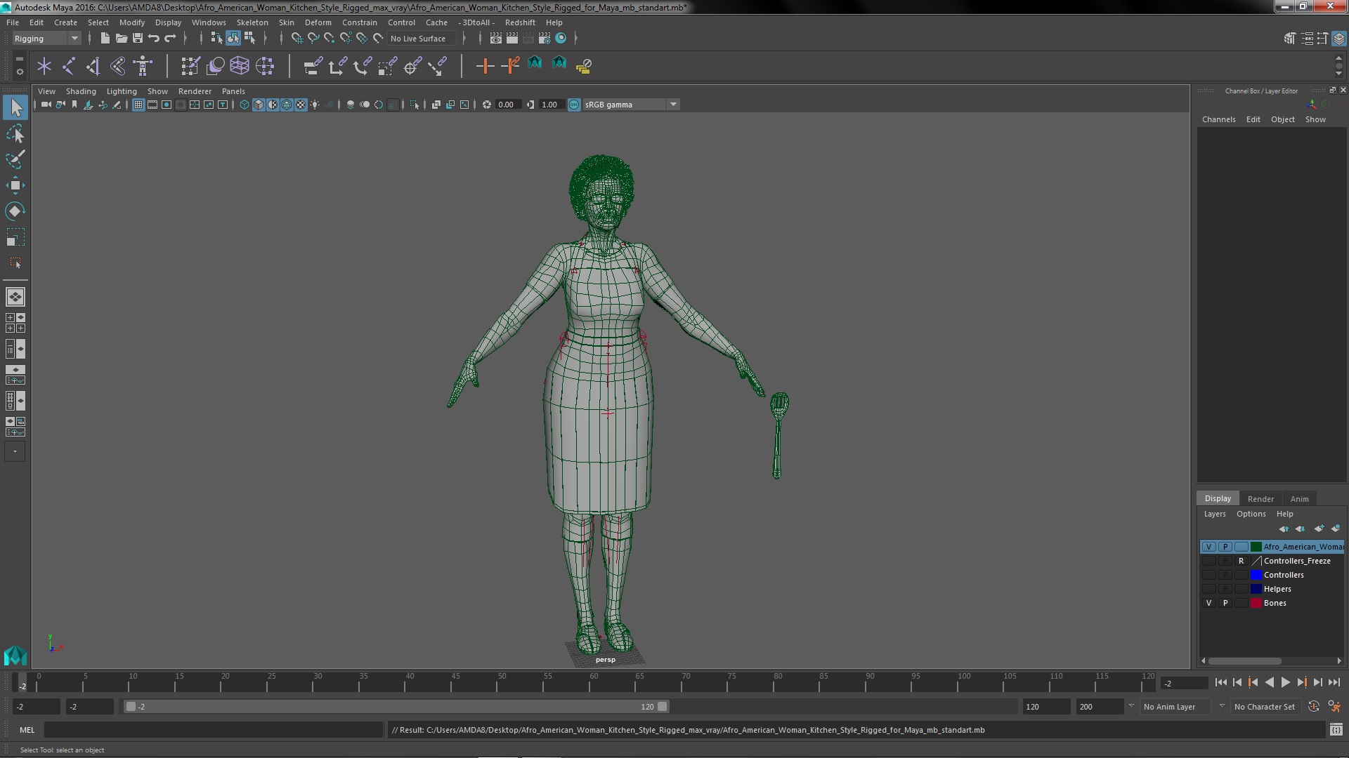 Afro American Woman Kitchen Style Rigged for Maya 3D model