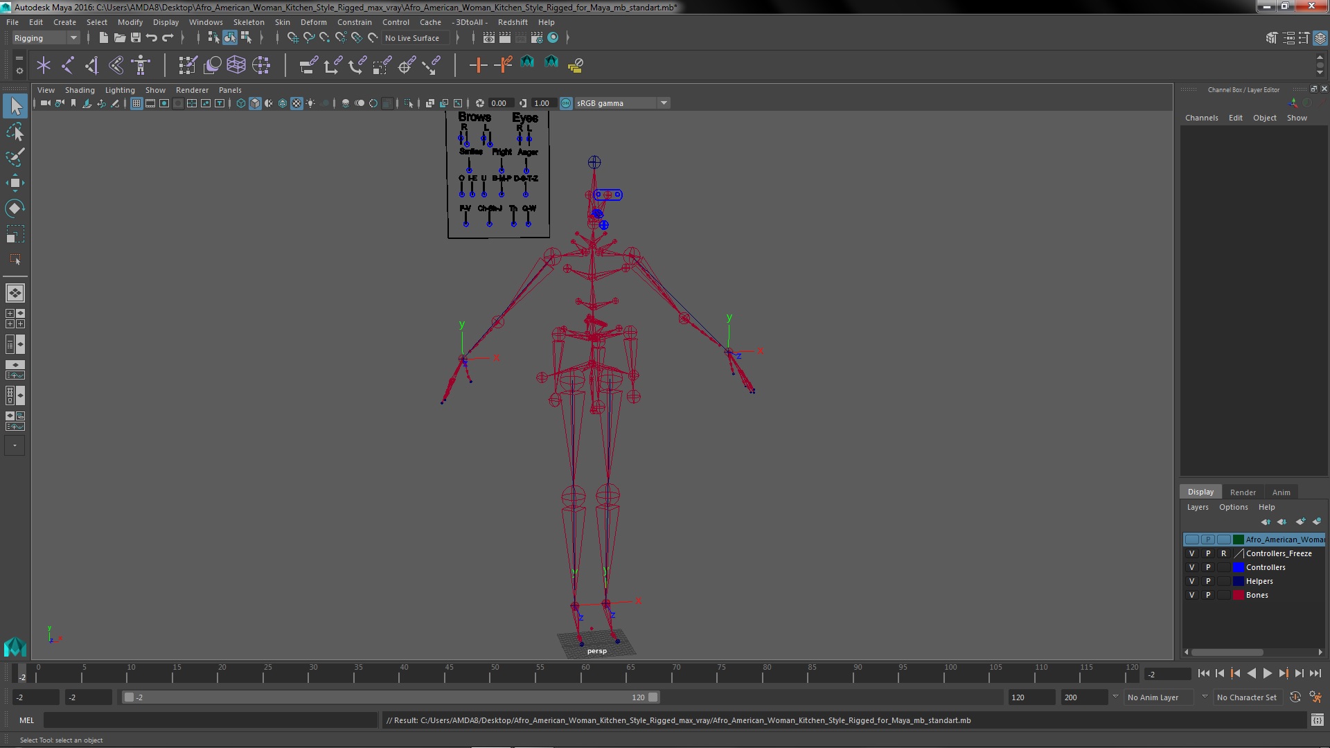 Afro American Woman Kitchen Style Rigged for Maya 3D model