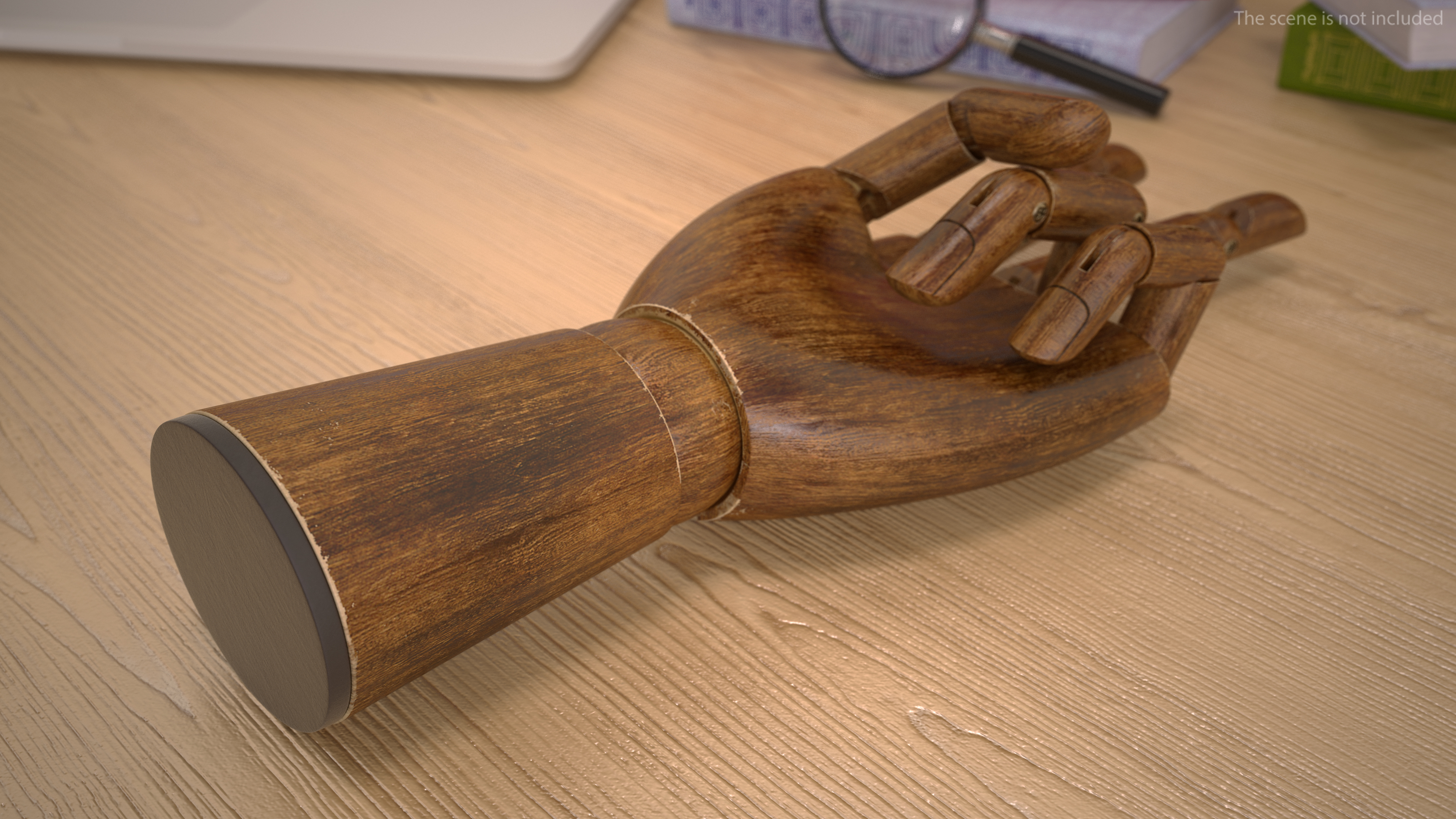3D model Dark Wood Mannequin Hand Peace Pose