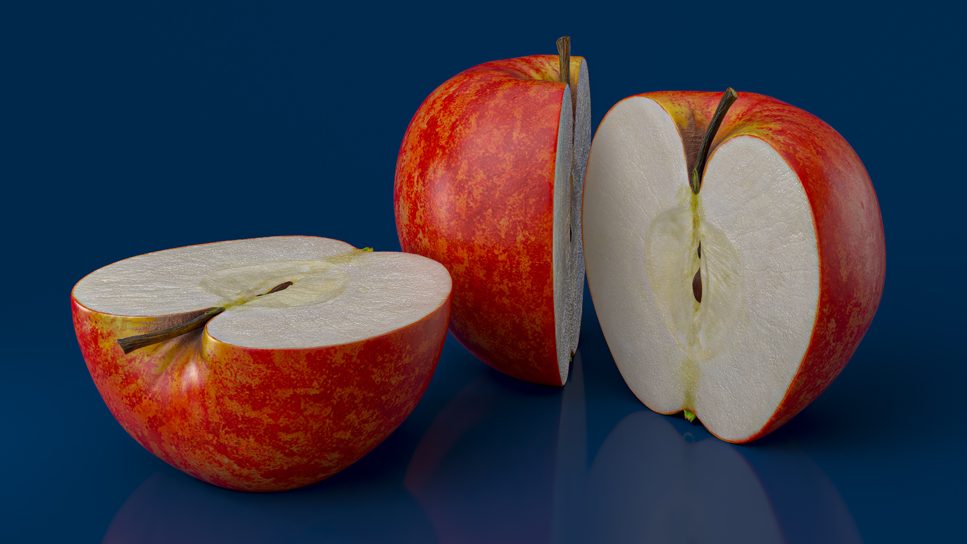 Half Sliced Apple 3D