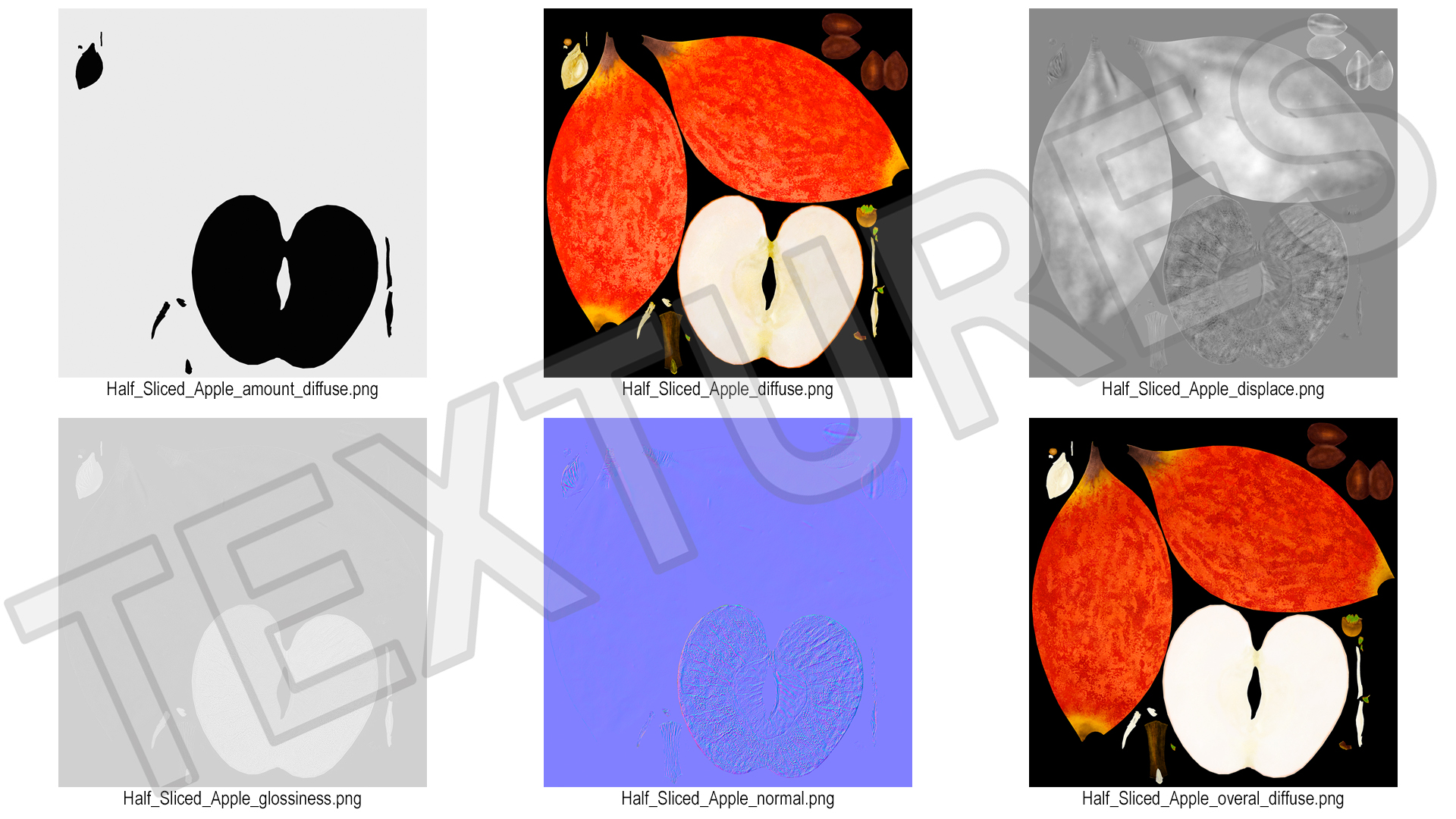 Half Sliced Apple 3D