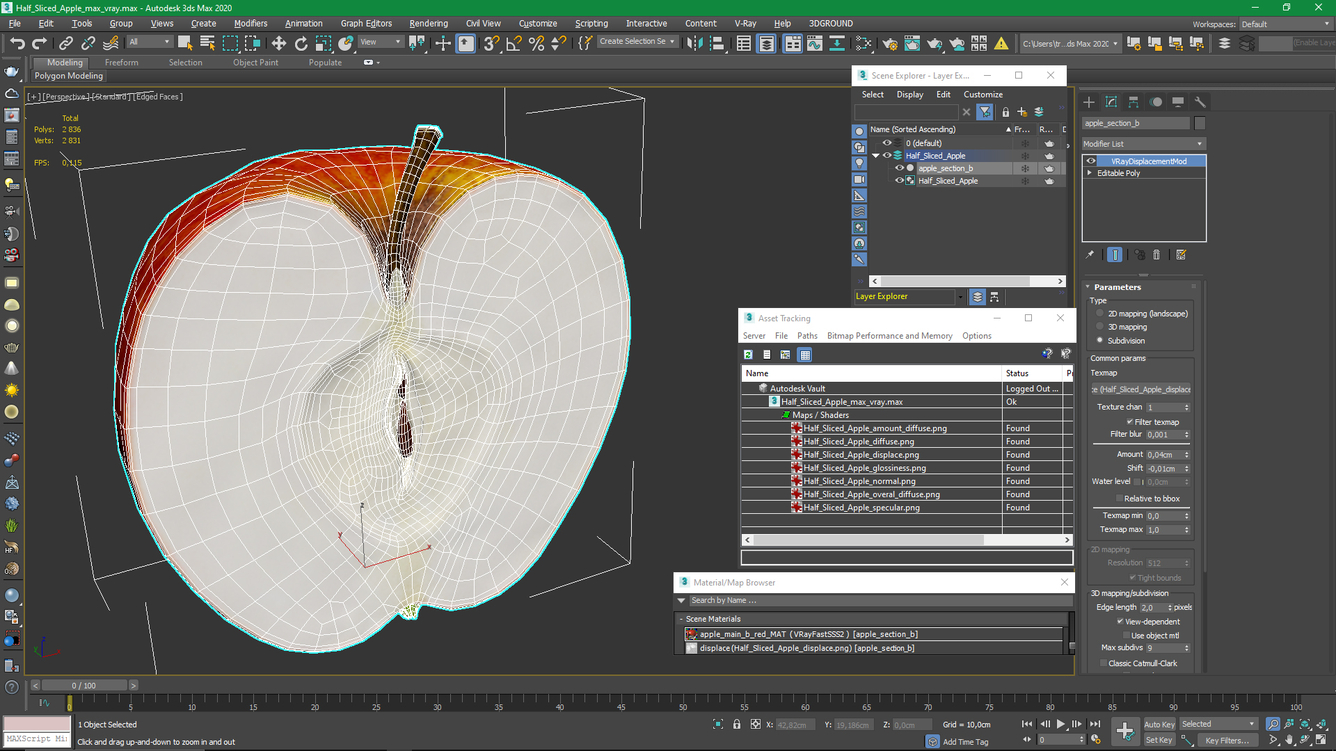 Half Sliced Apple 3D