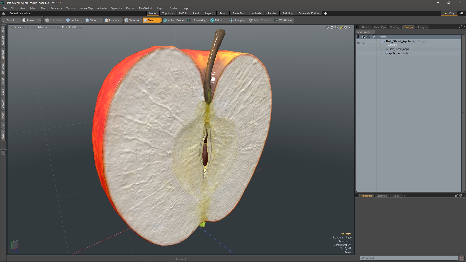 Half Sliced Apple 3D