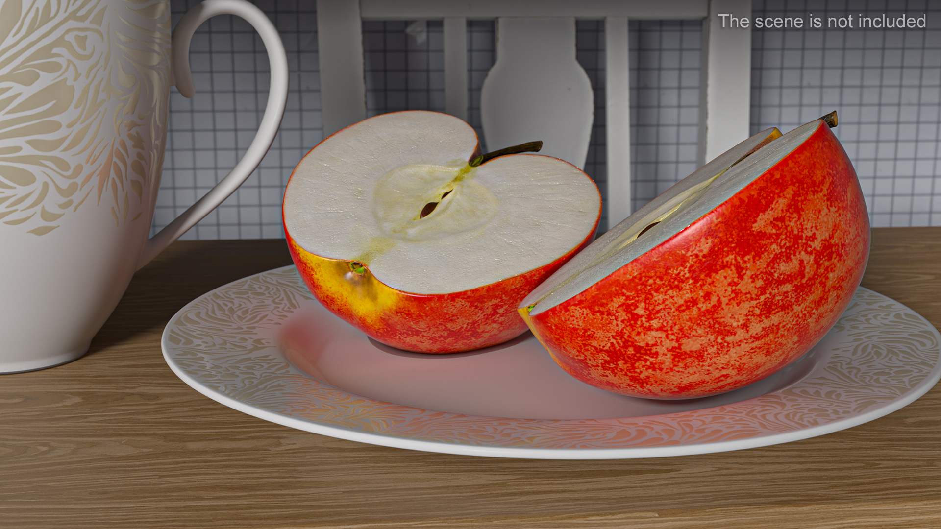 Half Sliced Apple 3D