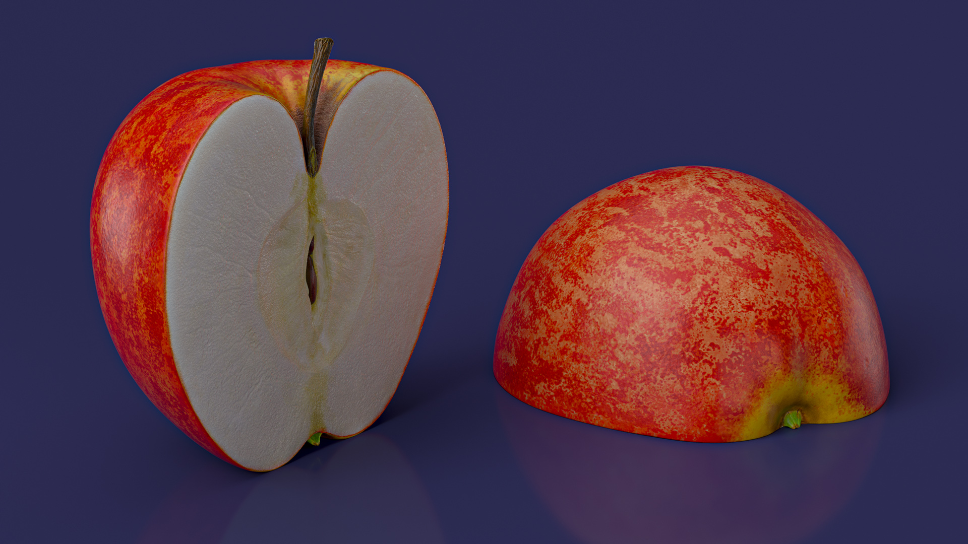 Half Sliced Apple 3D
