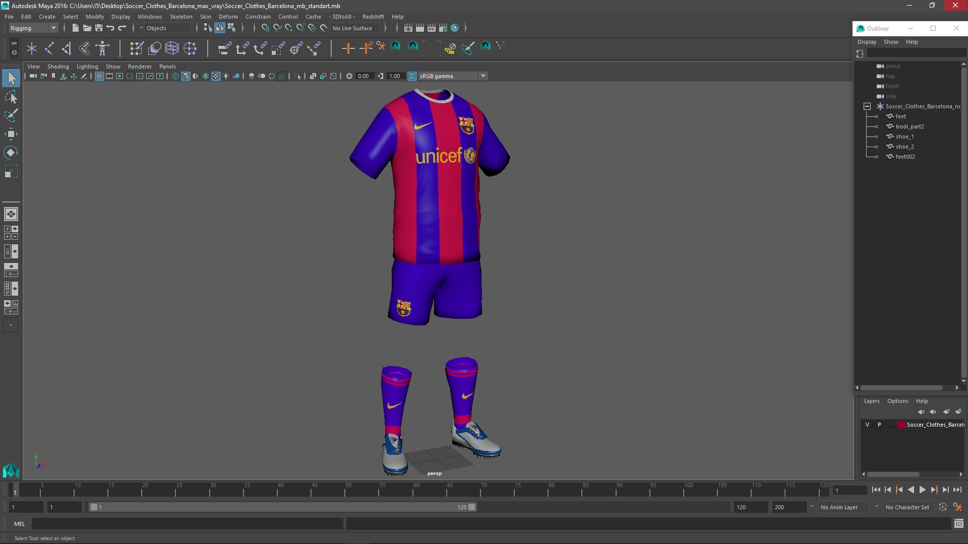 Soccer Clothes Barcelona 3D model