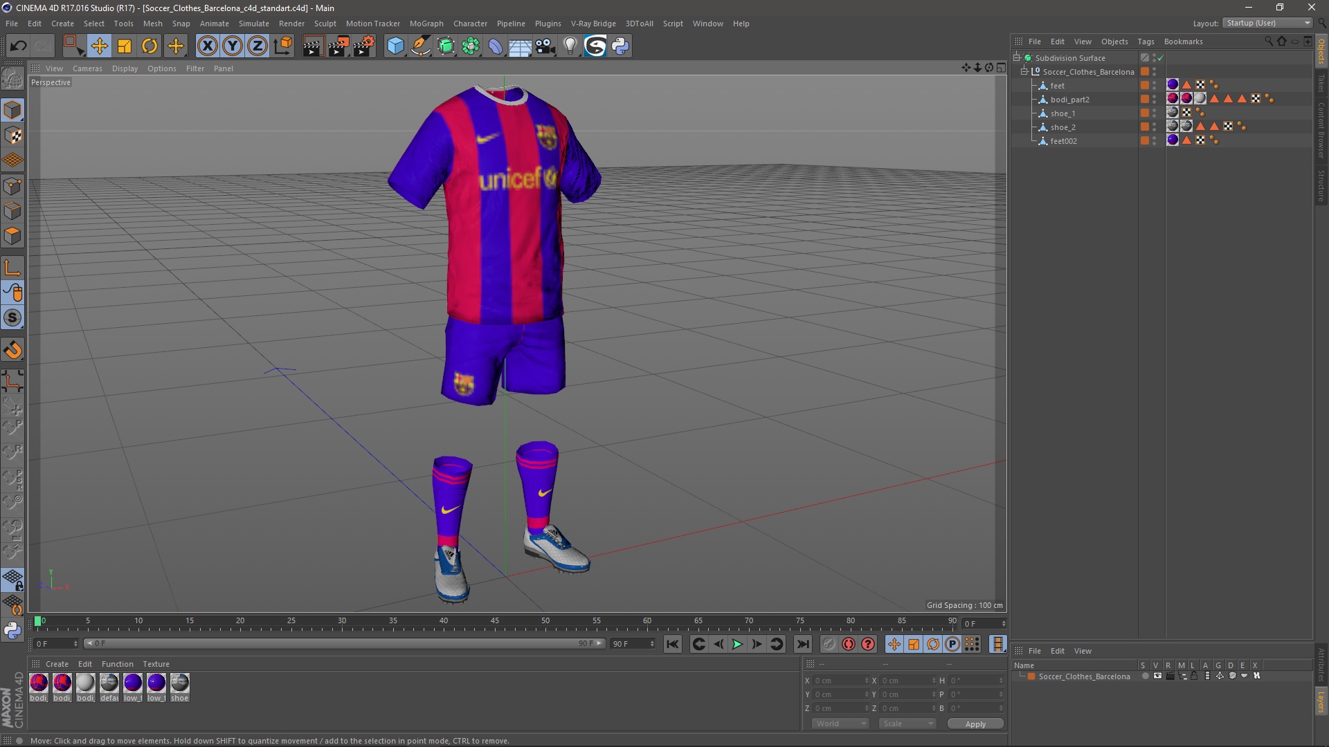 Soccer Clothes Barcelona 3D model