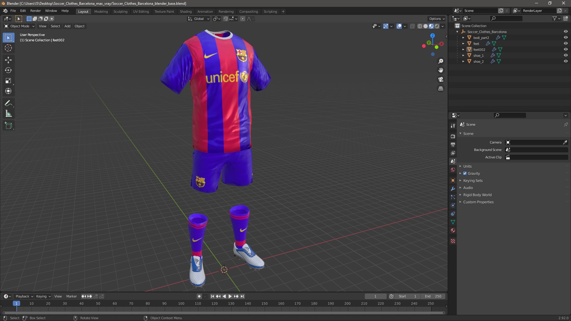 Soccer Clothes Barcelona 3D model