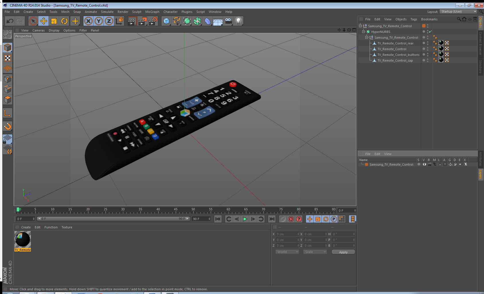 3D model Samsung TV Remote Control
