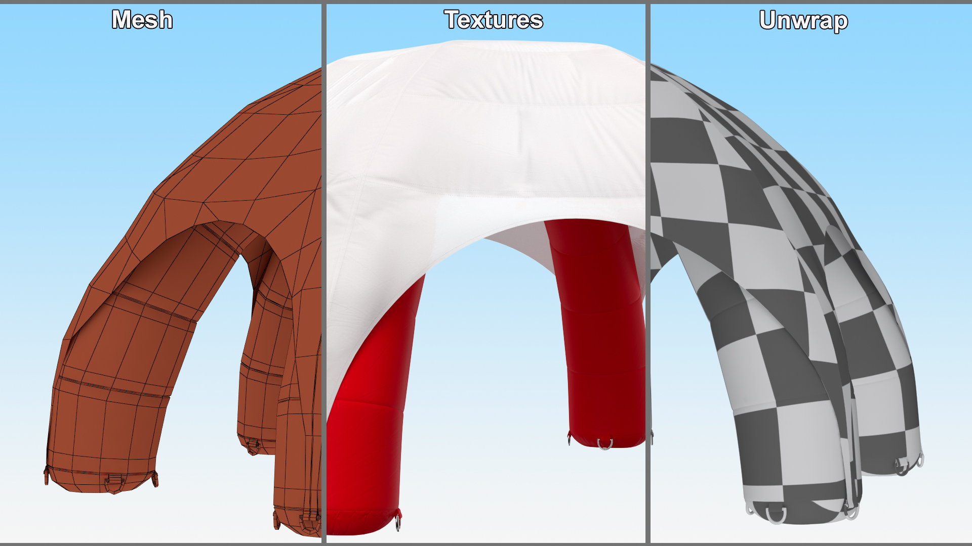 3D model Red White Inflatable Dome Tent