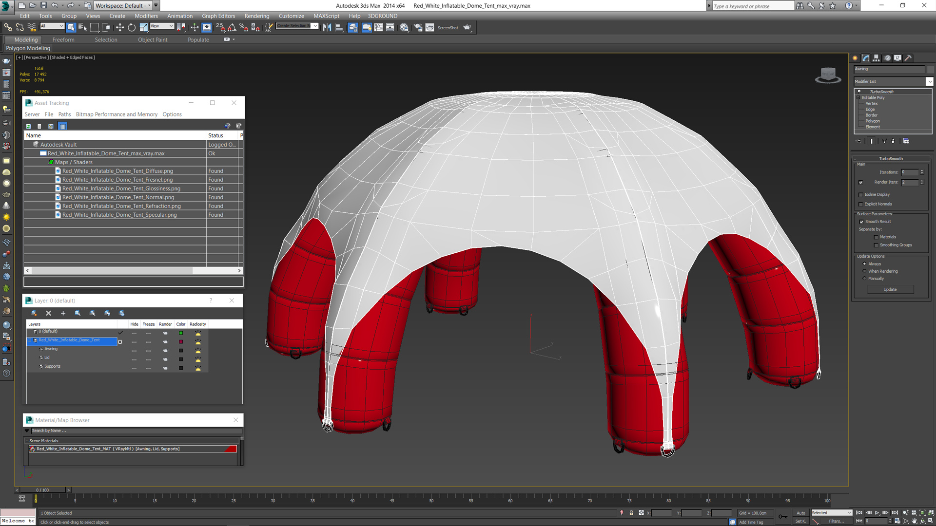 3D model Red White Inflatable Dome Tent