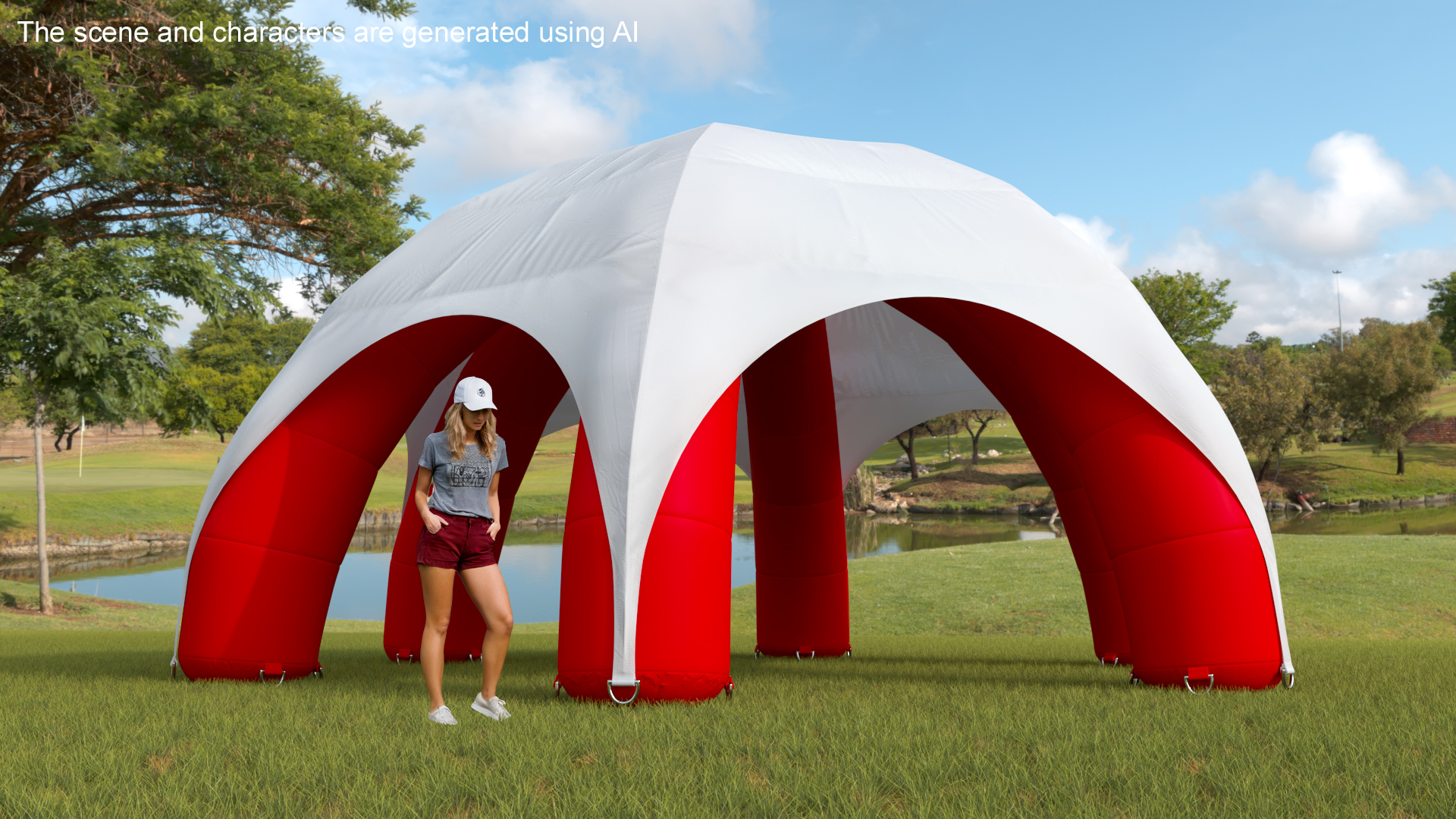 3D model Red White Inflatable Dome Tent