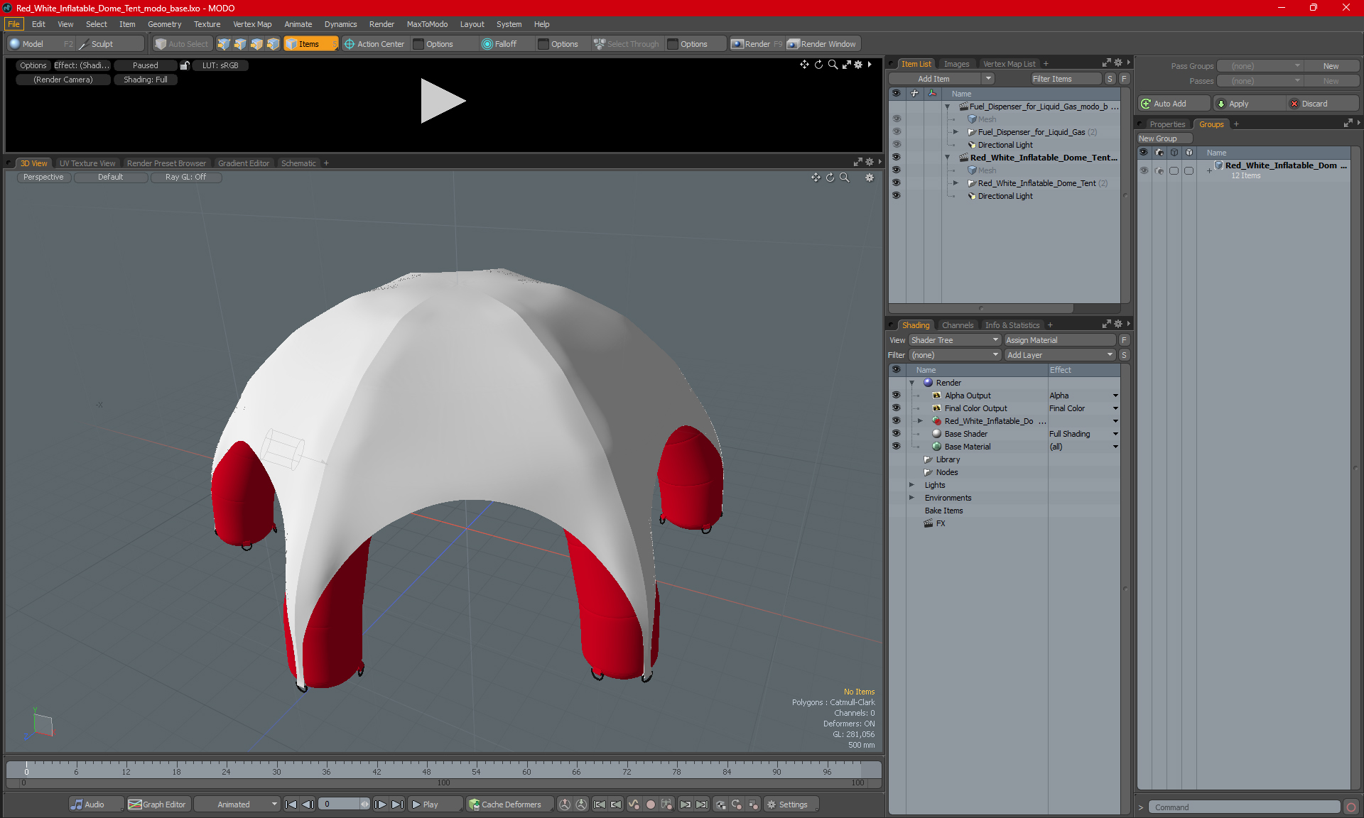 3D model Red White Inflatable Dome Tent