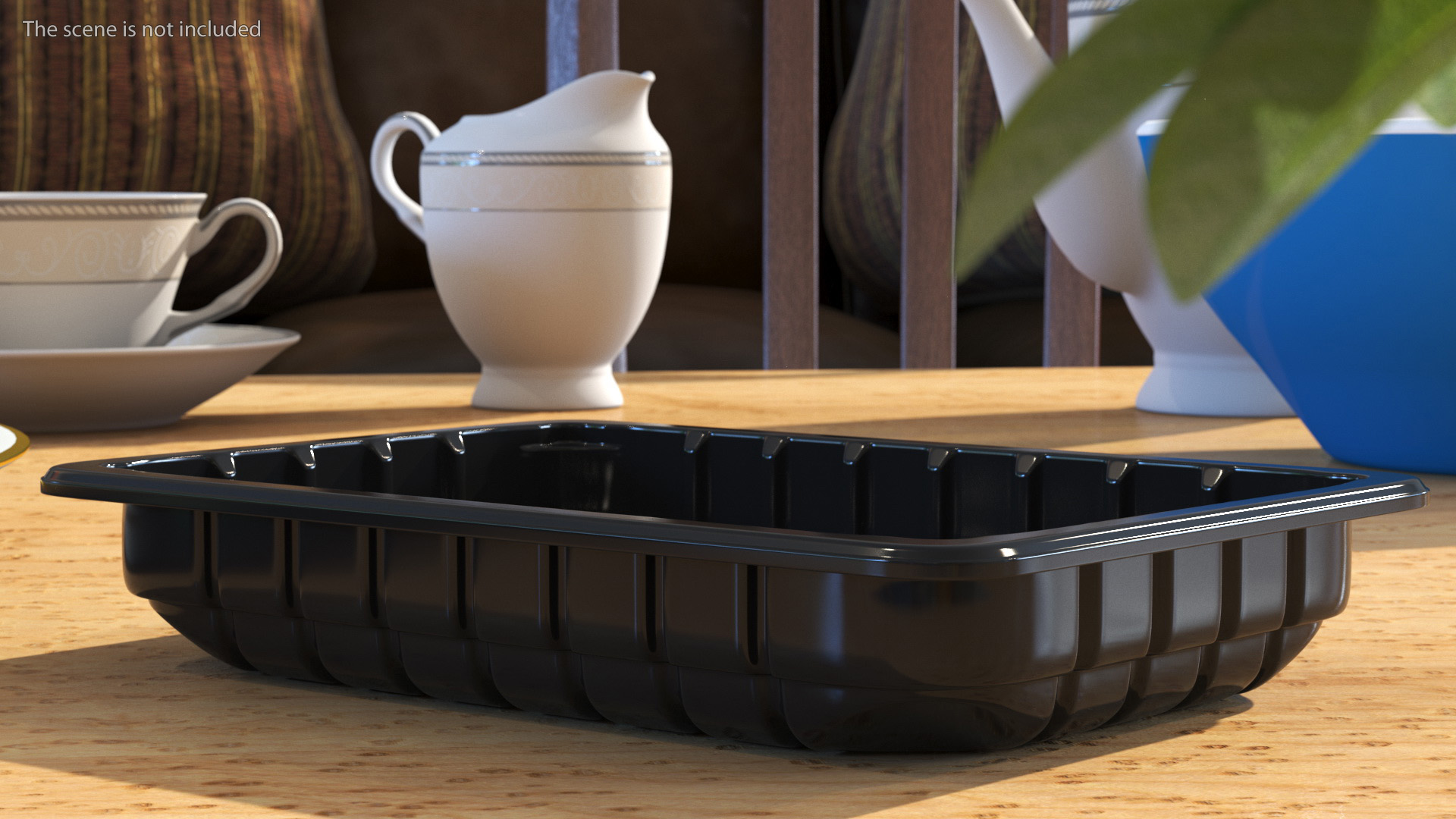 3D Black Plastic Food Container without Lid 18x13cm model