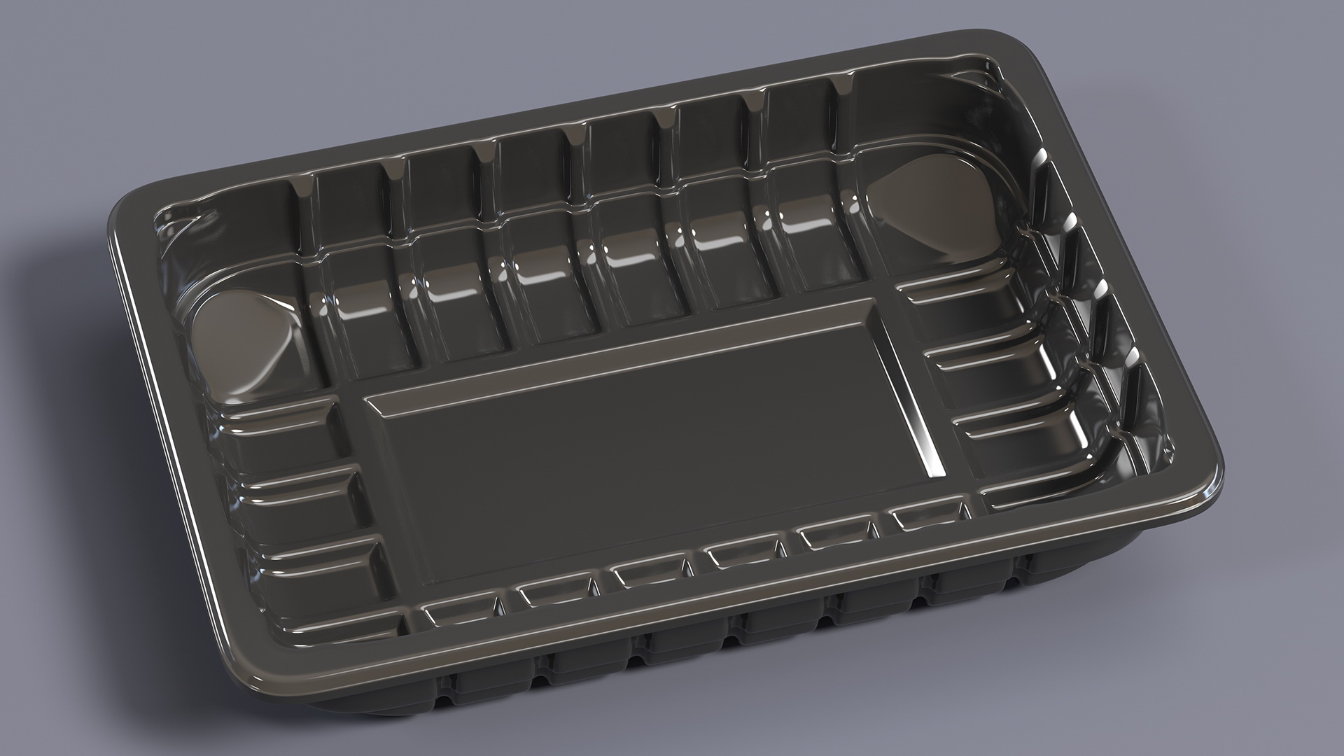 3D Black Plastic Food Container without Lid 18x13cm model