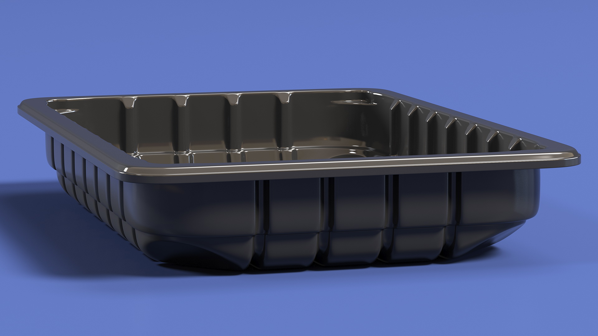 3D Black Plastic Food Container without Lid 18x13cm model