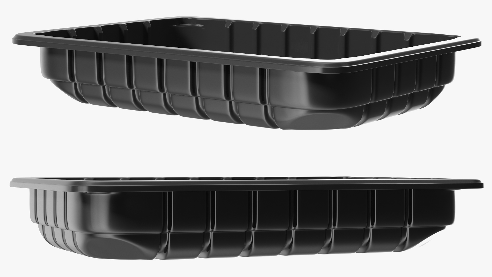 3D Black Plastic Food Container without Lid 18x13cm model