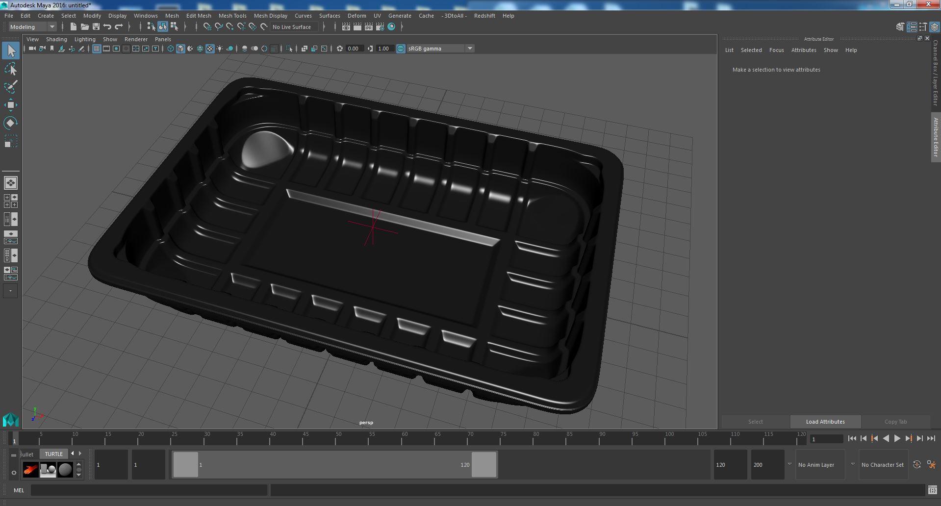 3D Black Plastic Food Container without Lid 18x13cm model