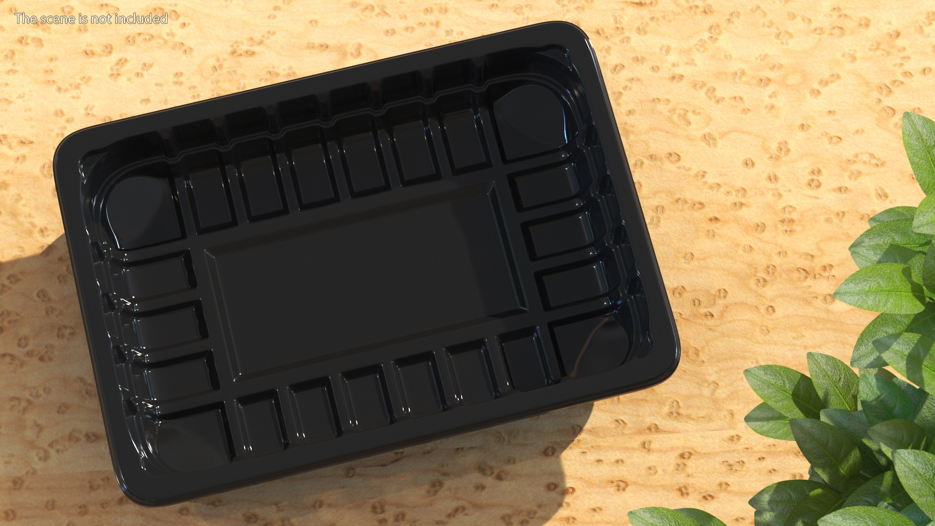3D Black Plastic Food Container without Lid 18x13cm model