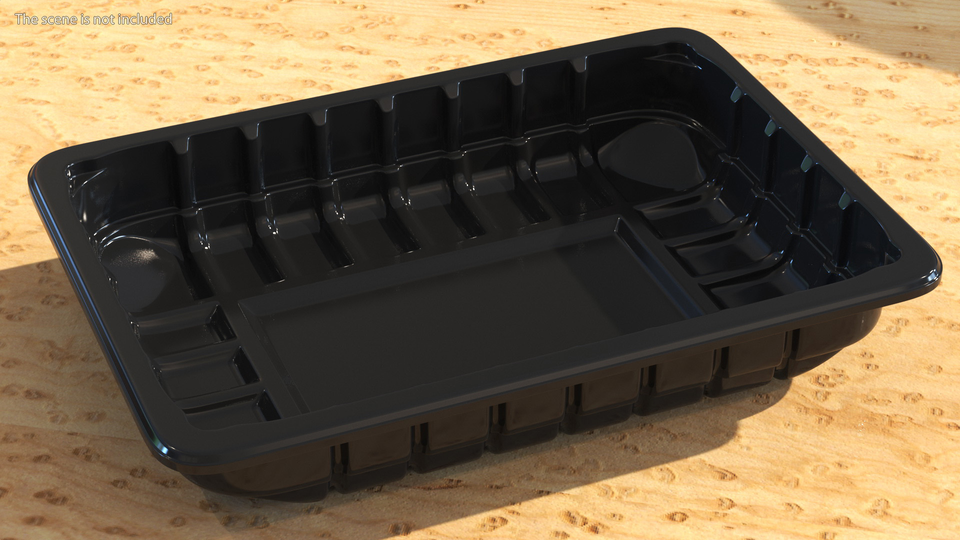 3D Black Plastic Food Container without Lid 18x13cm model