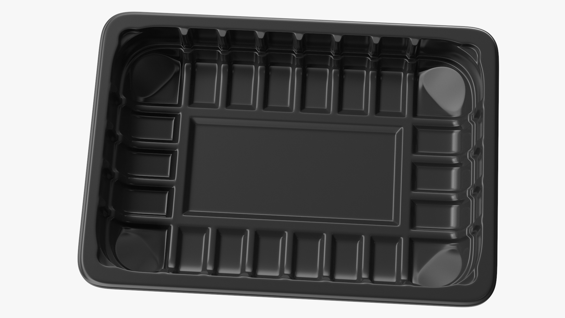 3D Black Plastic Food Container without Lid 18x13cm model
