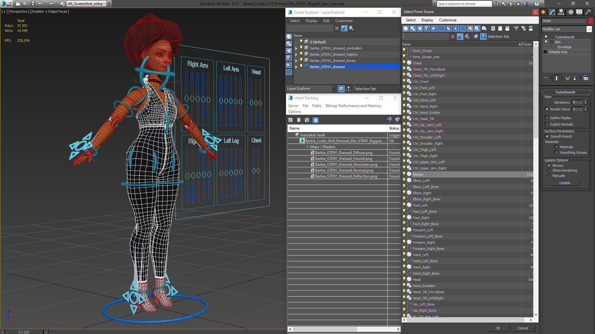 Barbie Looks Doll Dressed Elle GTD91 Rigged for Modo 3D