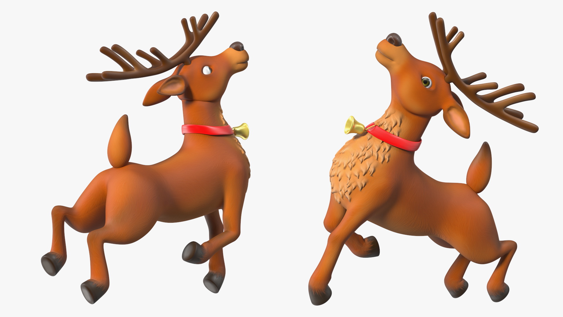 3D Santa Claus Reindeer Sleigh Flying Fur model