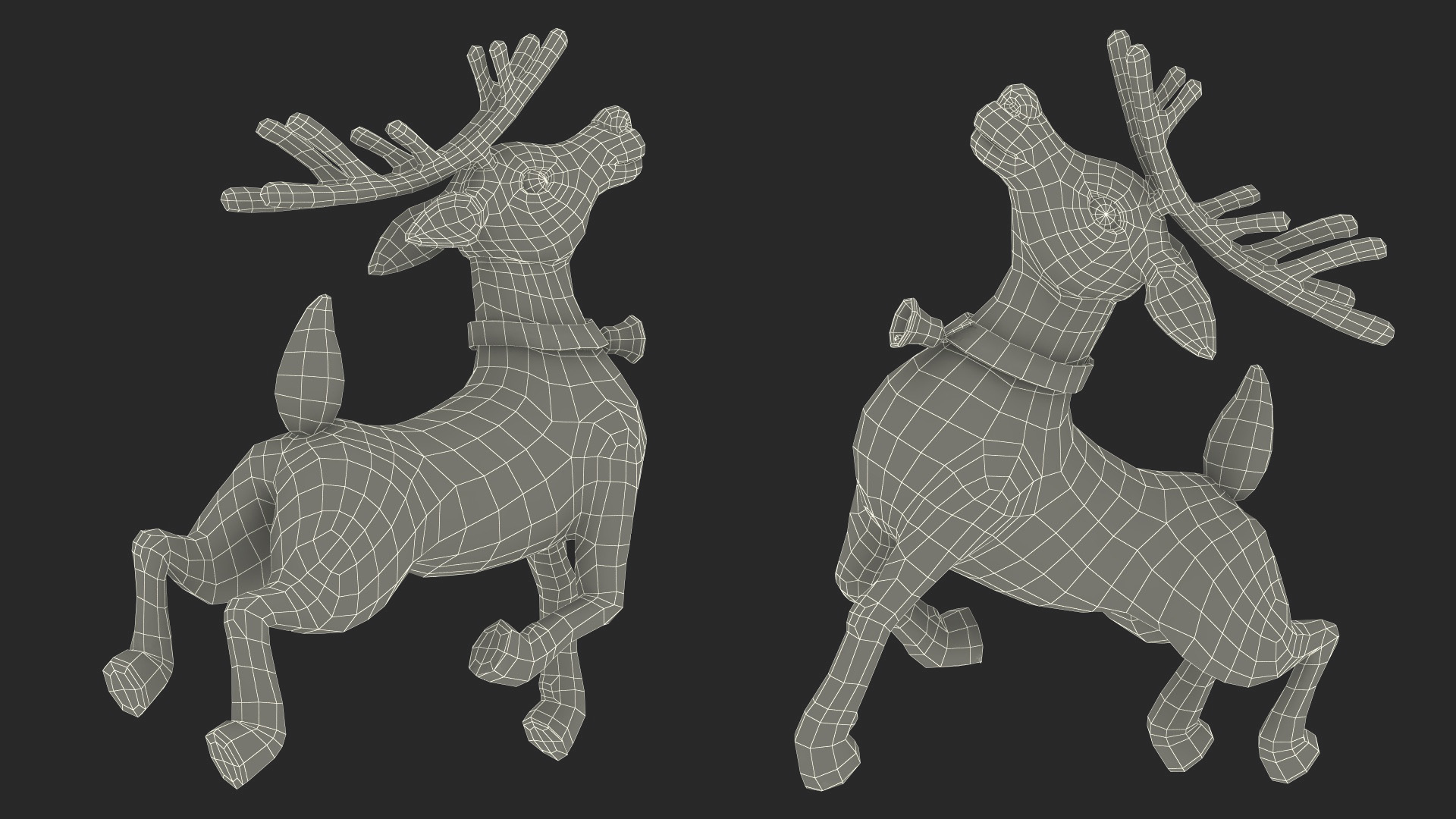 3D Santa Claus Reindeer Sleigh Flying Fur model