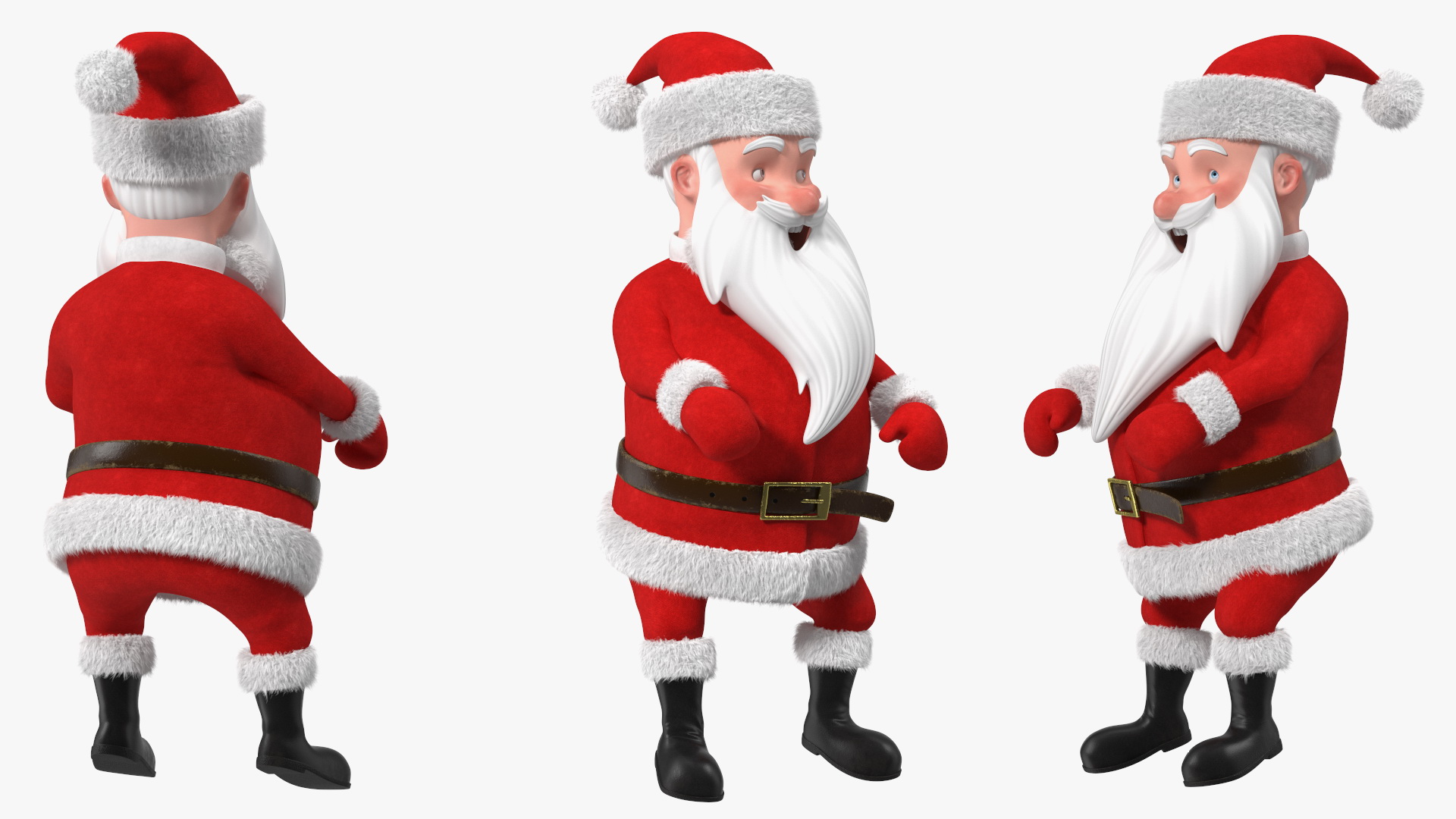 3D Santa Claus Reindeer Sleigh Flying Fur model