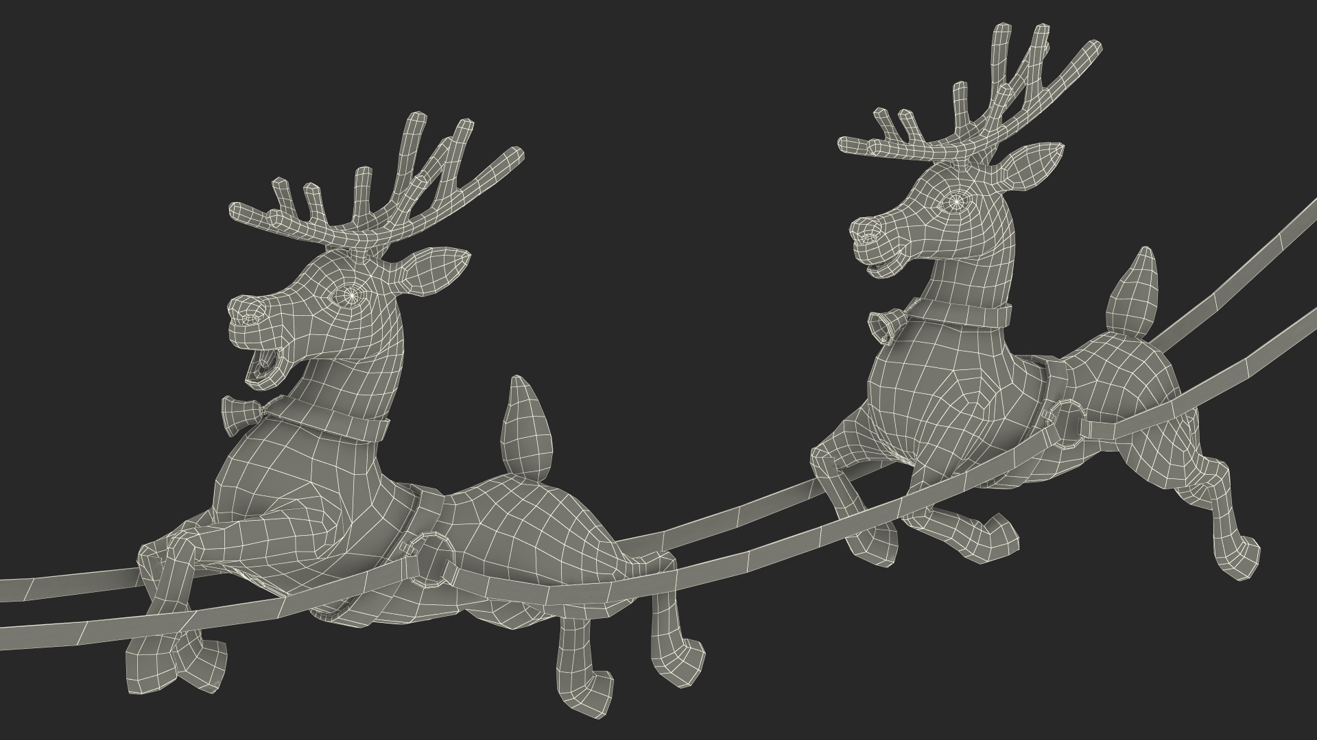 3D Santa Claus Reindeer Sleigh Flying Fur model