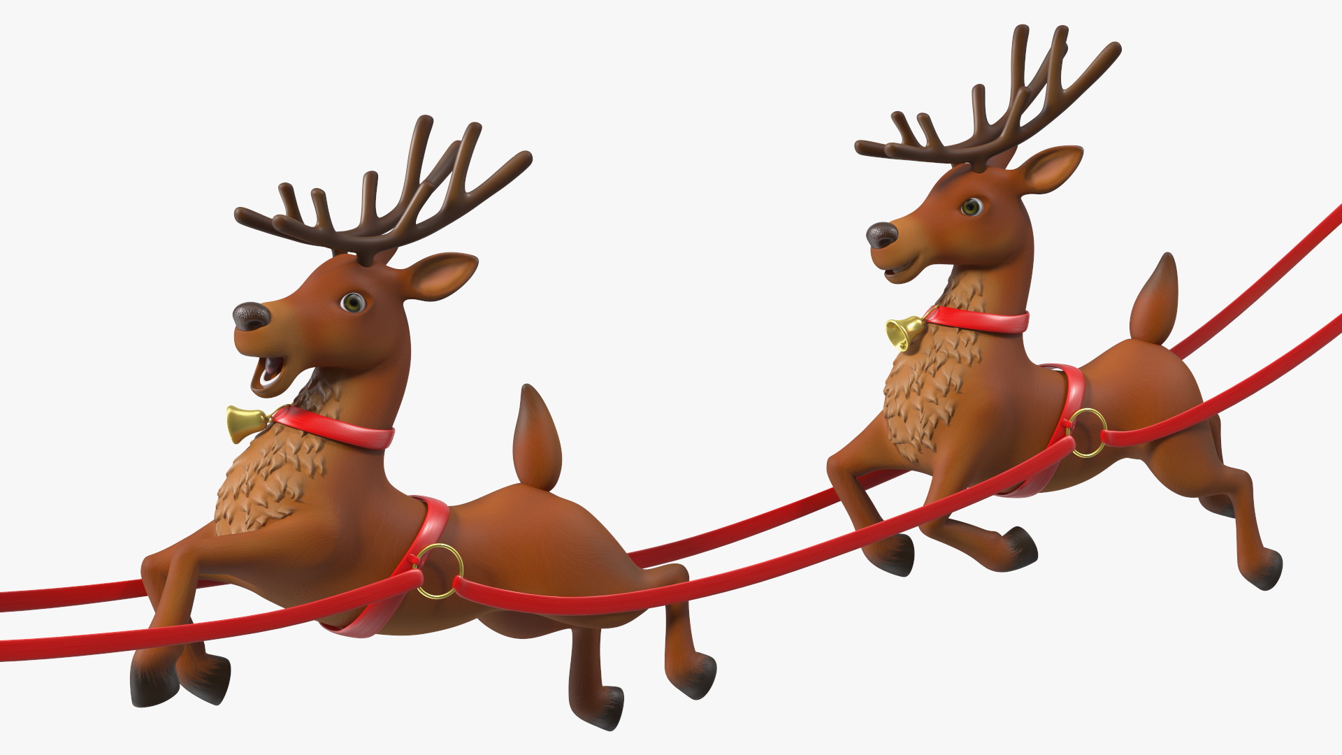 3D Santa Claus Reindeer Sleigh Flying Fur model