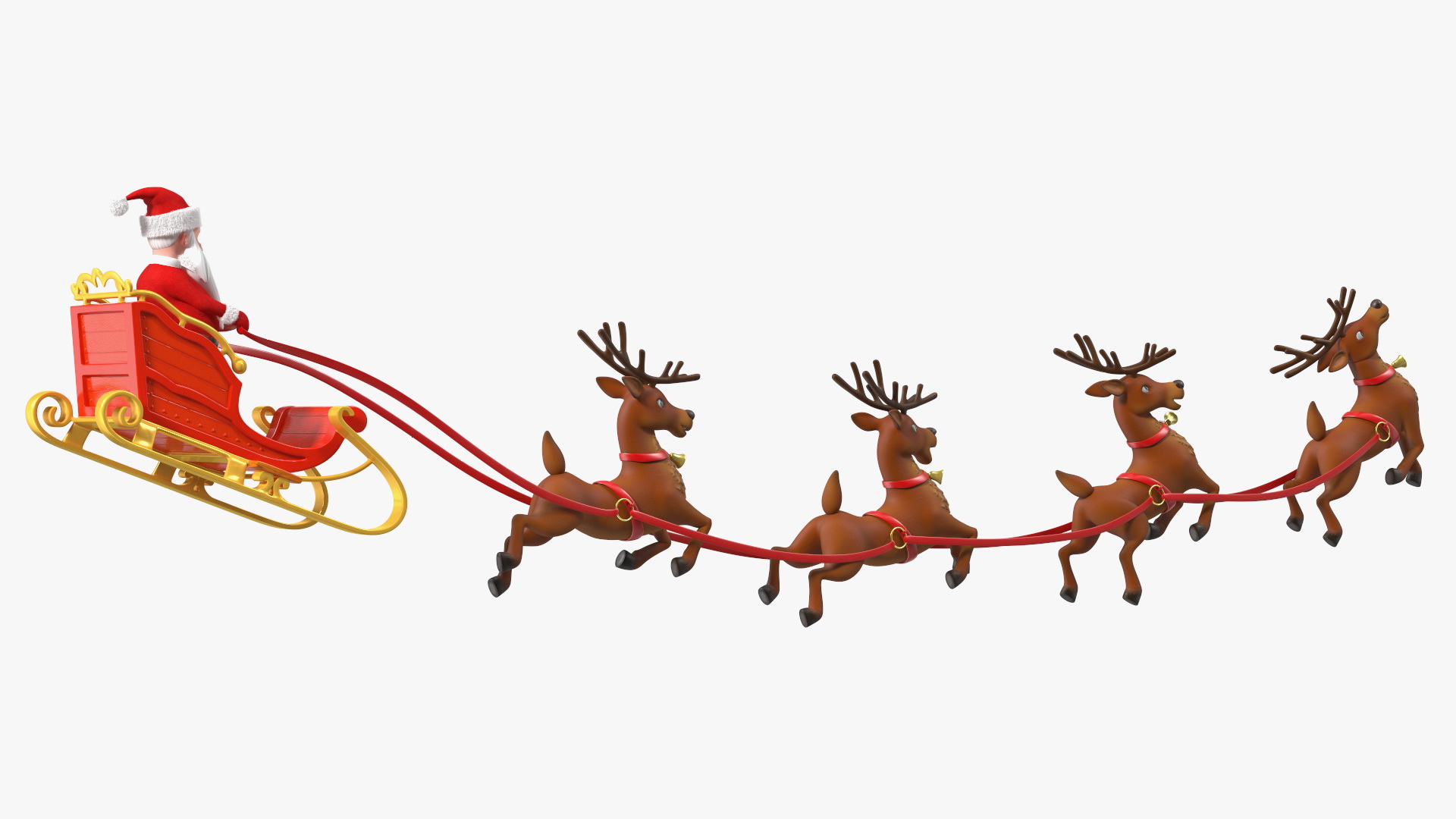 3D Santa Claus Reindeer Sleigh Flying Fur model
