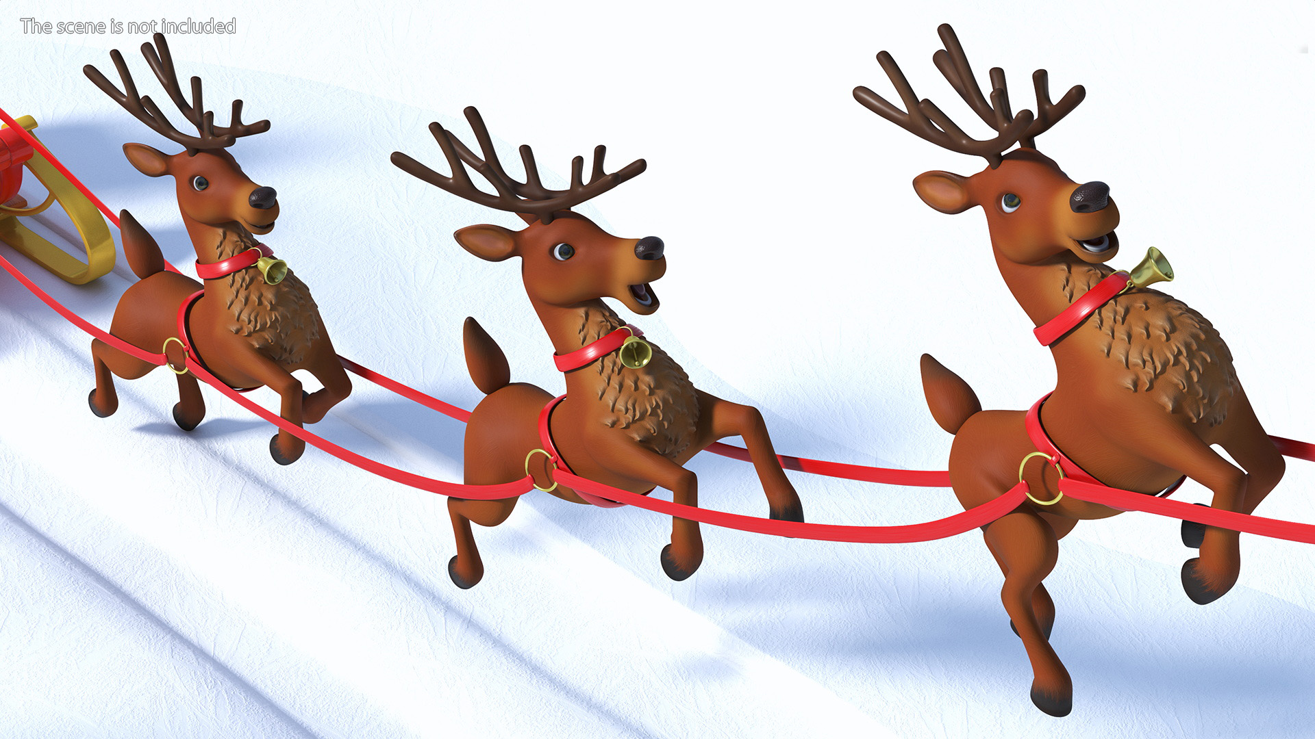 3D Santa Claus Reindeer Sleigh Flying Fur model