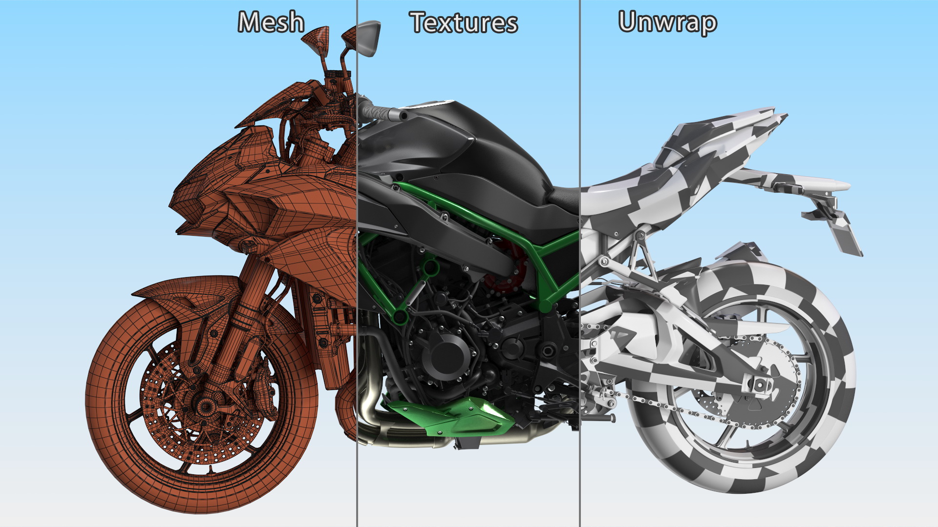 3D Sport Bike Motorcycle Rigged model